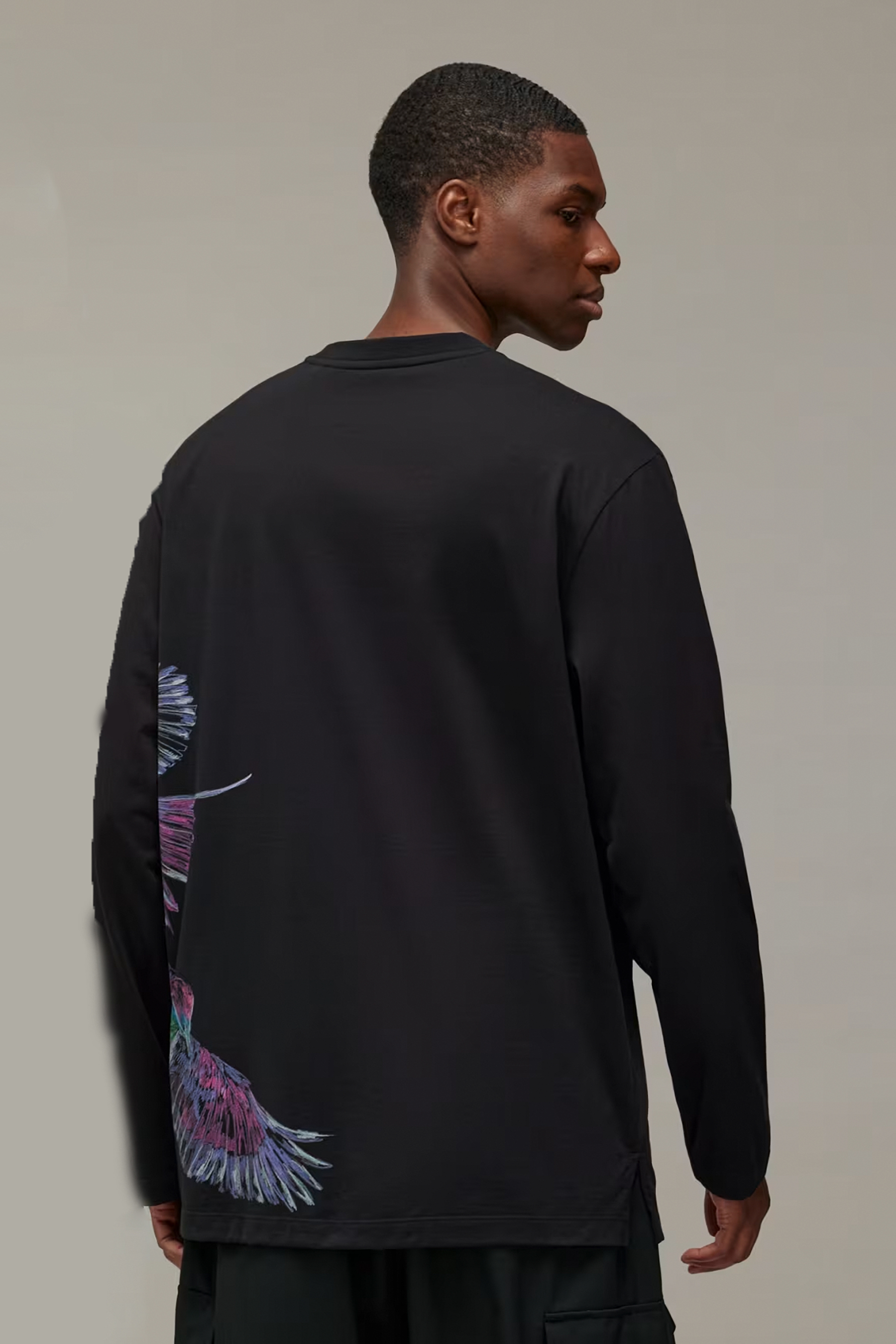 Y-3 Graphic Print Cotton Long Sleeve T-Shirt