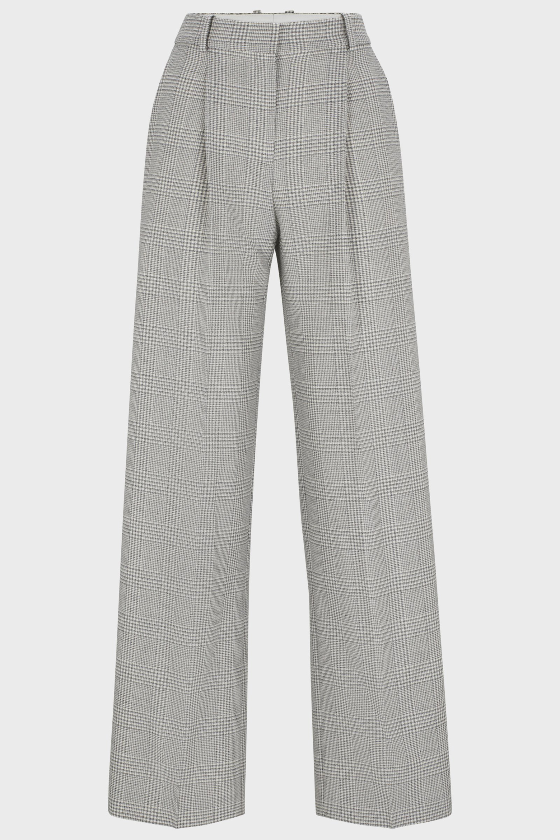 BOSS Checked Virgin Wool Crepe Pants Tanity