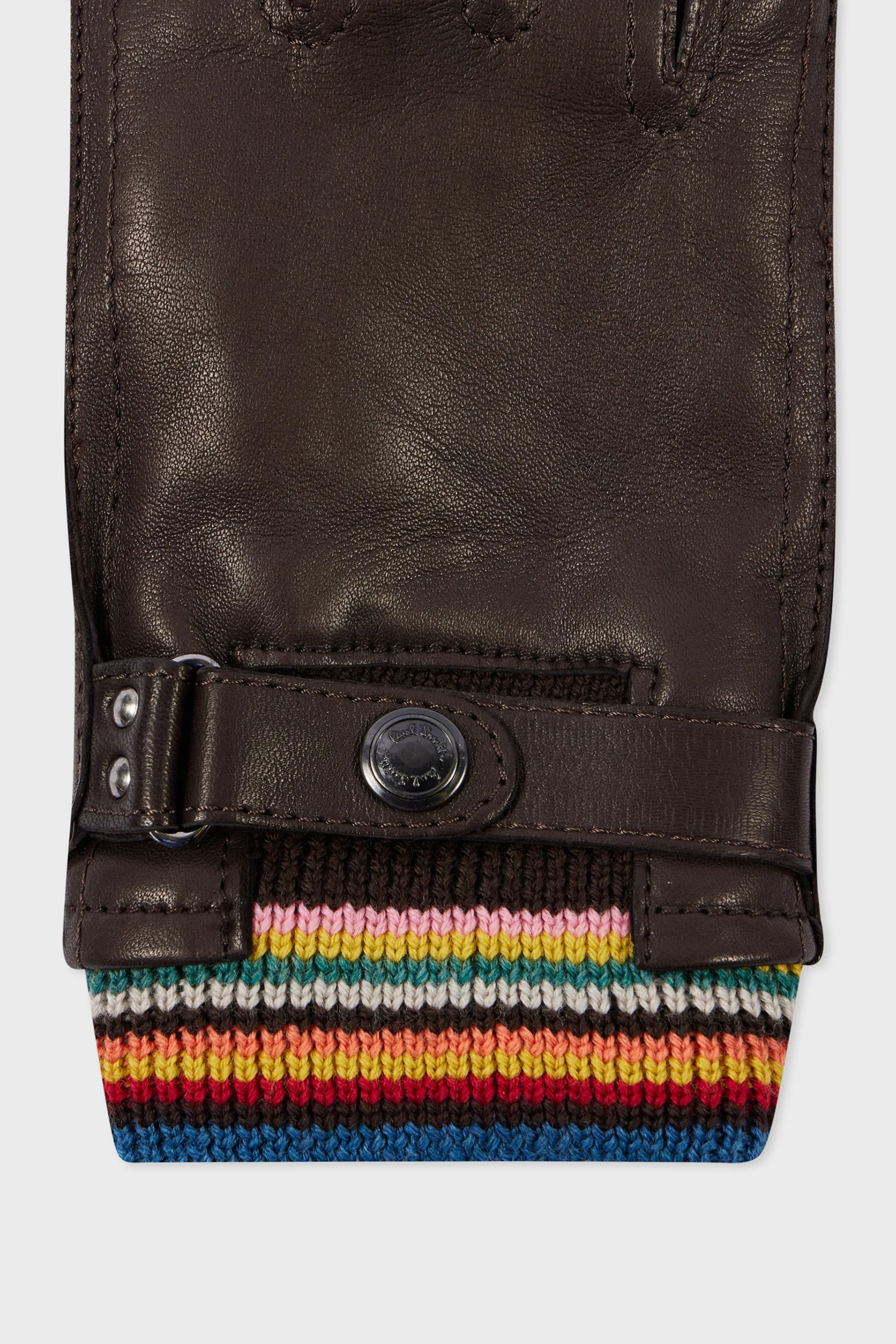 PAUL SMITH 'Signature Stripe' Cuff Lambskin Leather Gloves