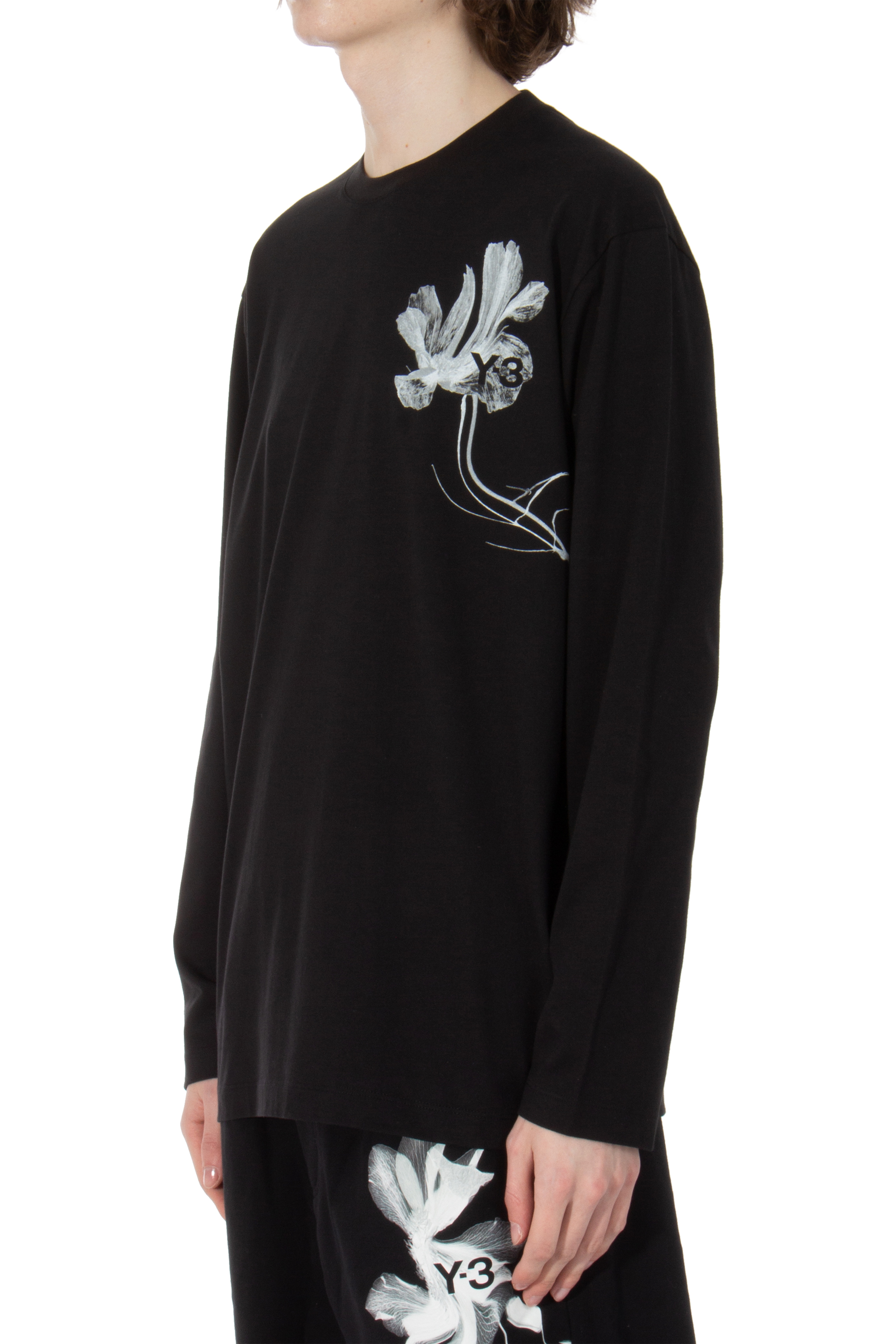 Y-3 Graphic Cotton Long Sleeve T-Shirt