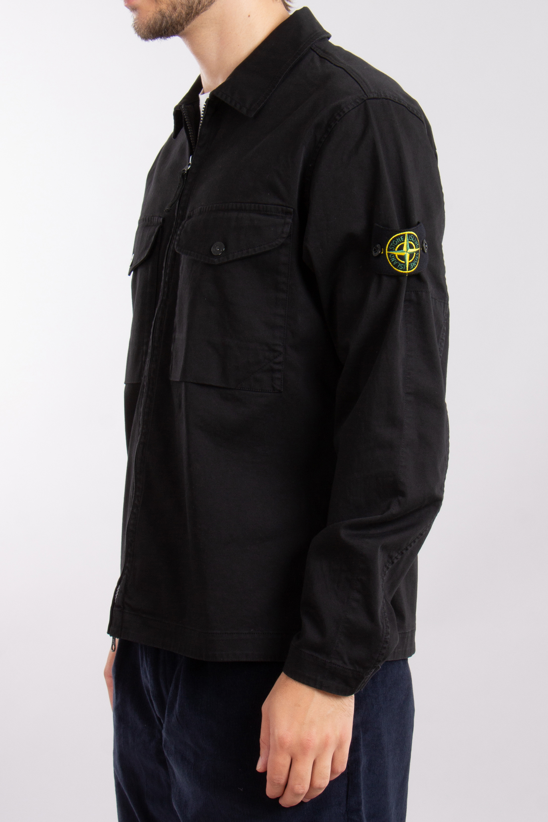 STONE ISLAND Organic Cotton Stretch Satin Overshirt