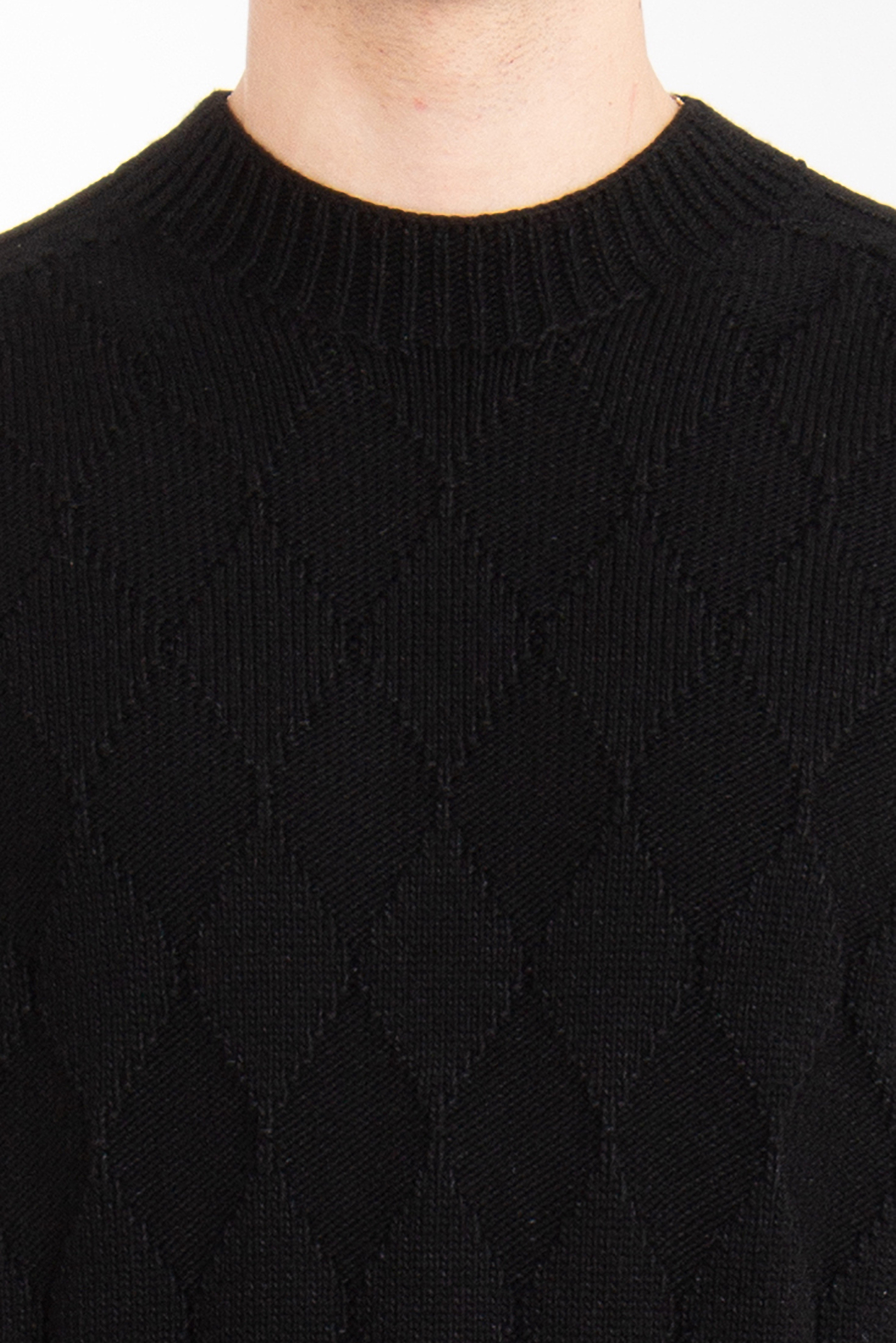 BALMAIN Checked Wool Blend Knit Sweater