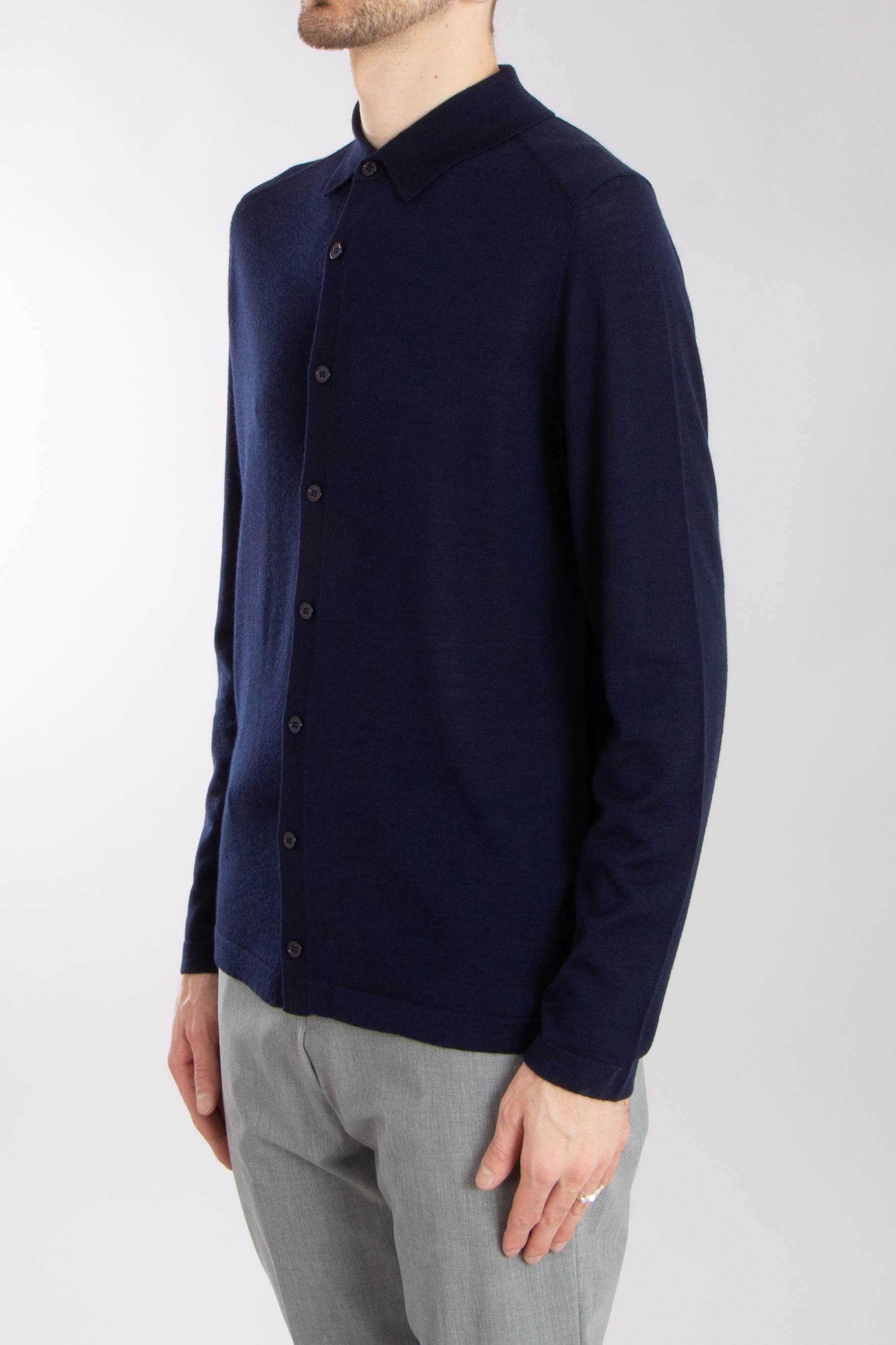 MIENTUS BERLIN Extrafine Wool-Silk-Cashmere Blend Knit Shirt