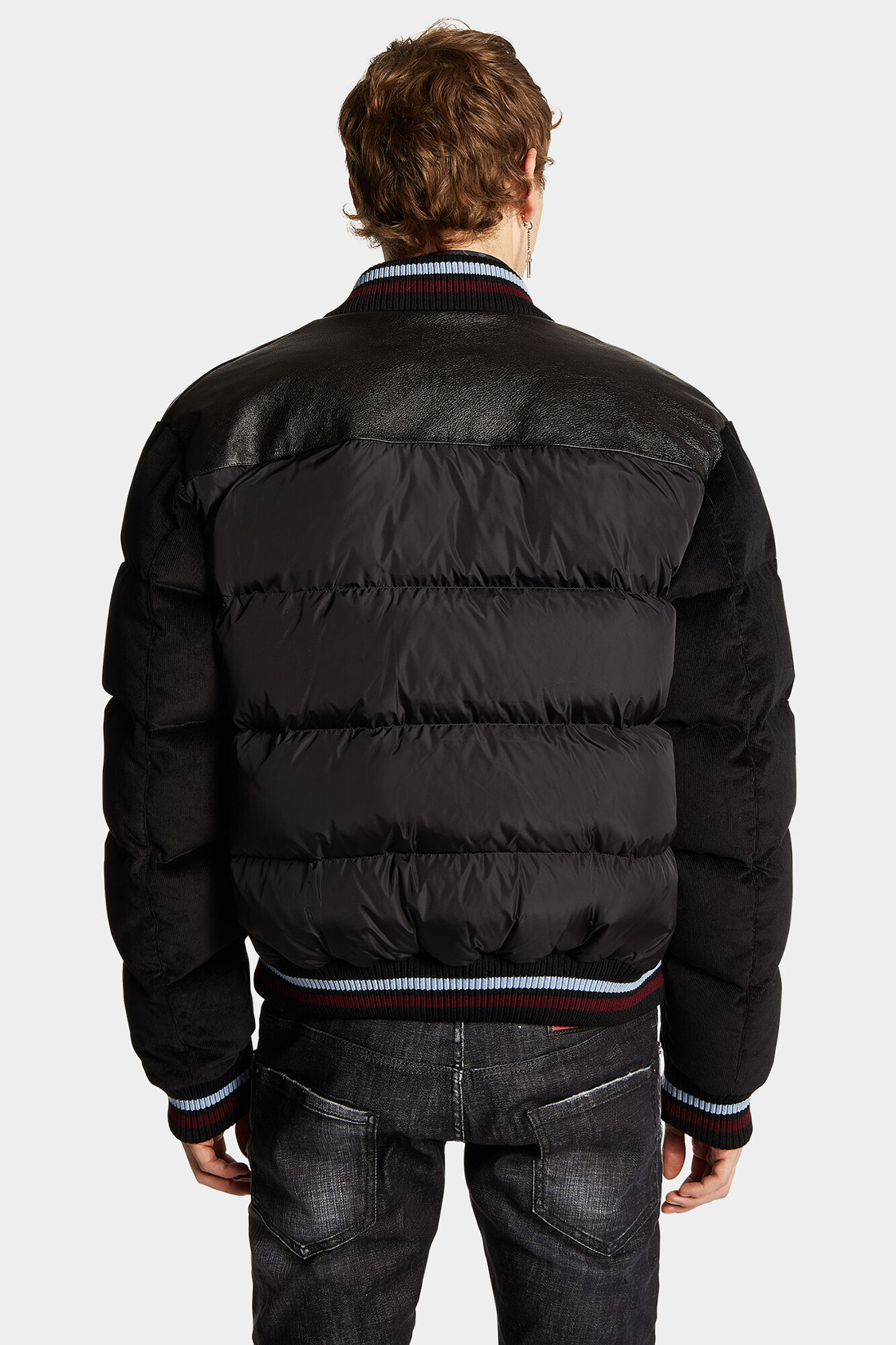 DSQUARED2 Mixed Material Puffer Bomber Jacket