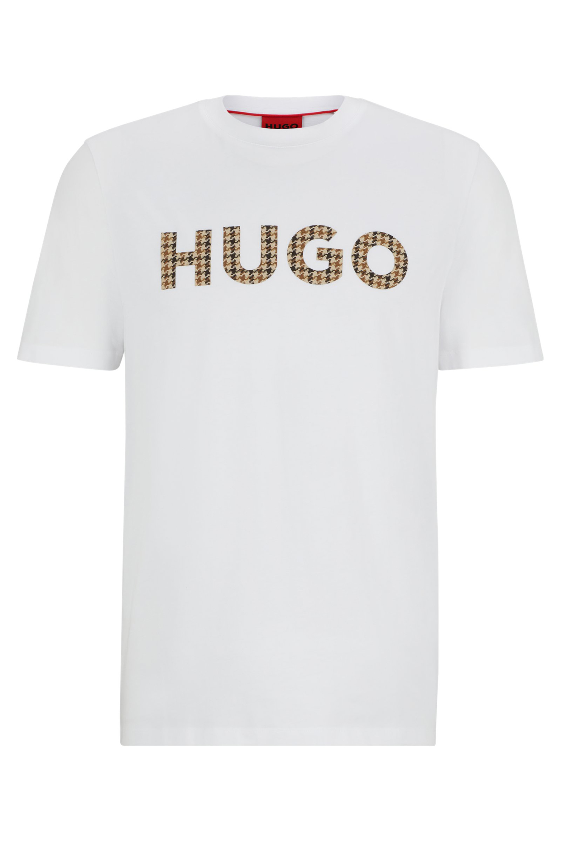 HUGO Houndstooth Logo Cotton Jersey T-Shirt Dulivio