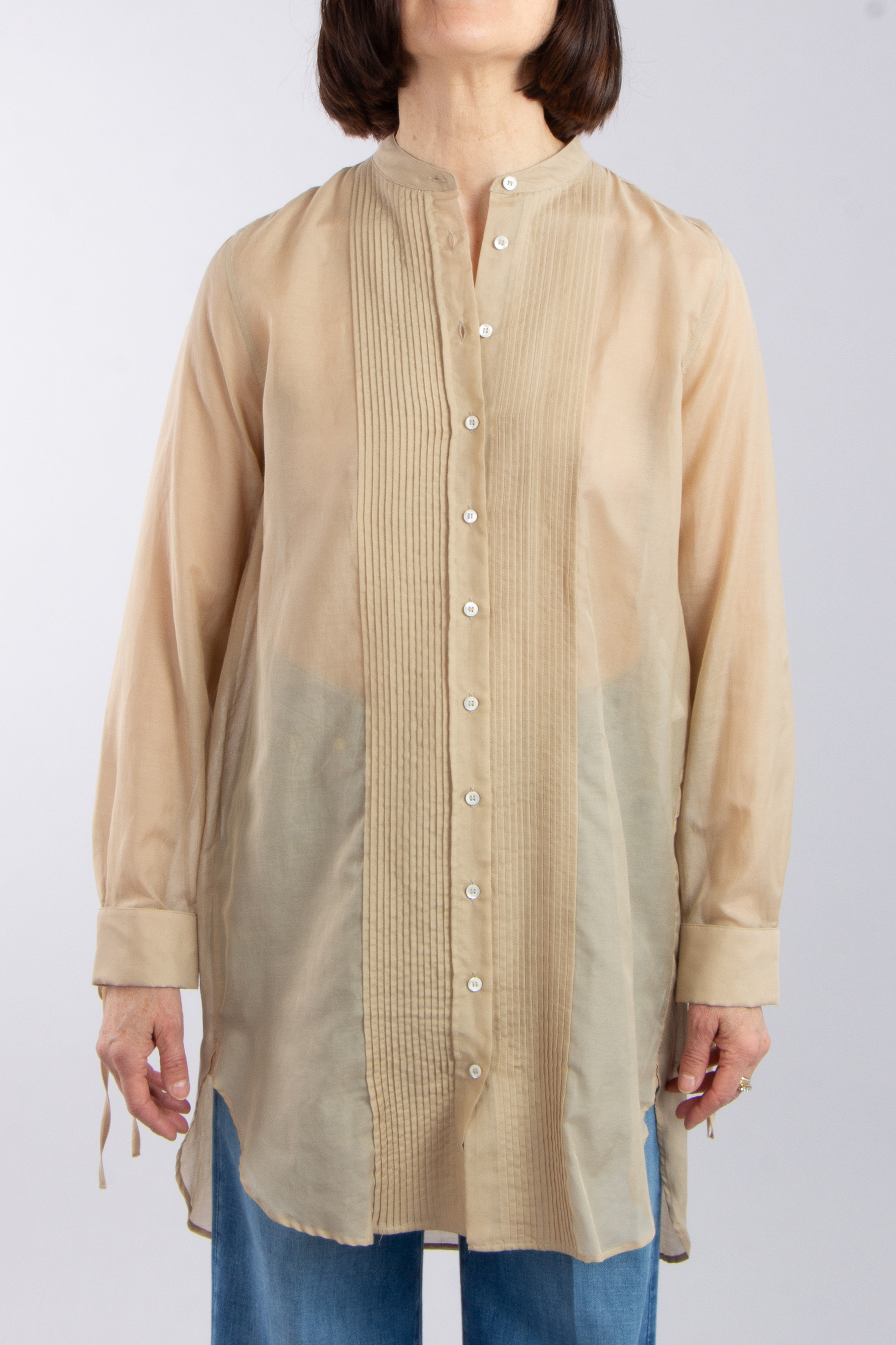 ASPESI Long Cotton-Silk Blend Blouse