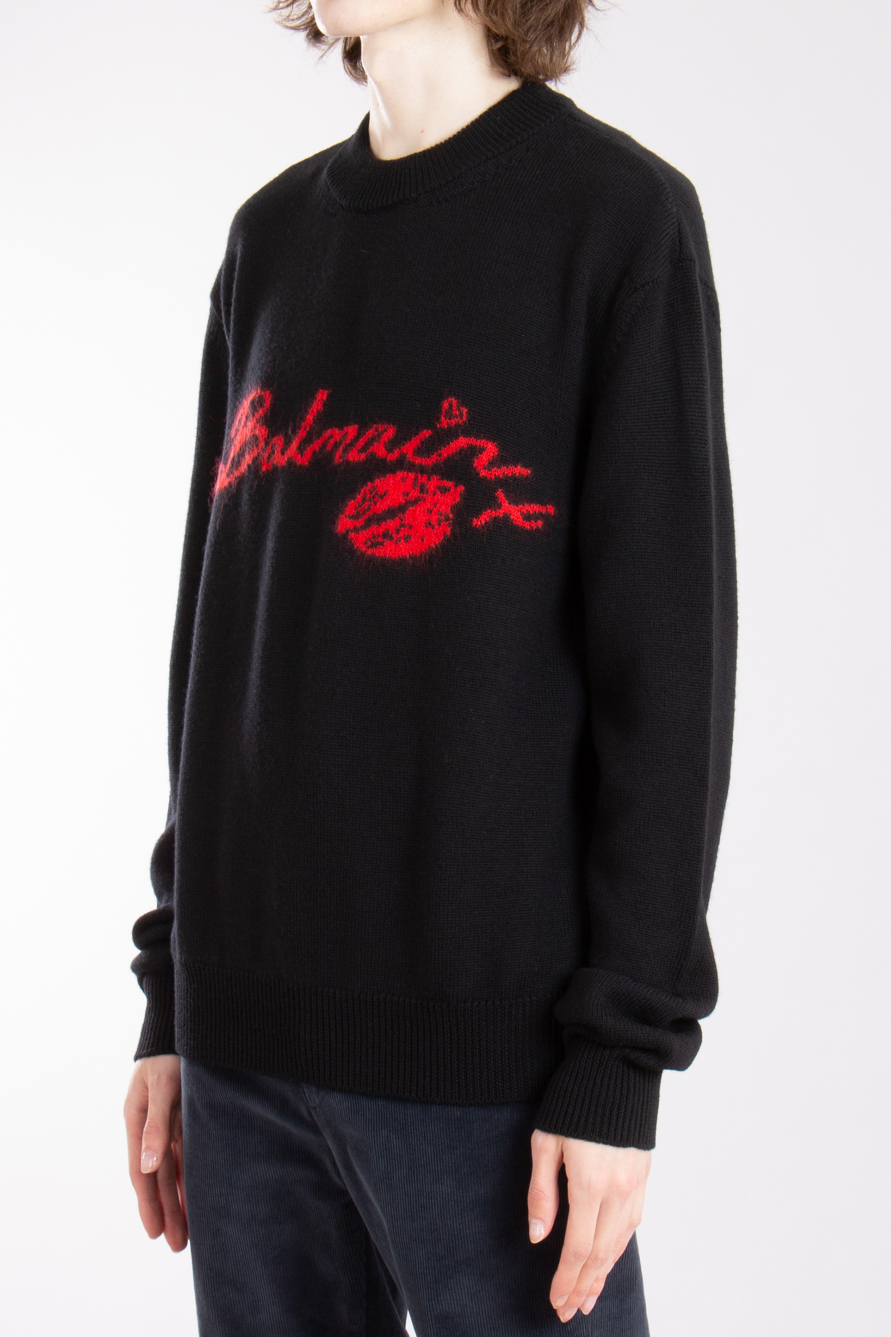 BALMAIN Kiss Logo Virgin Wool Sweater