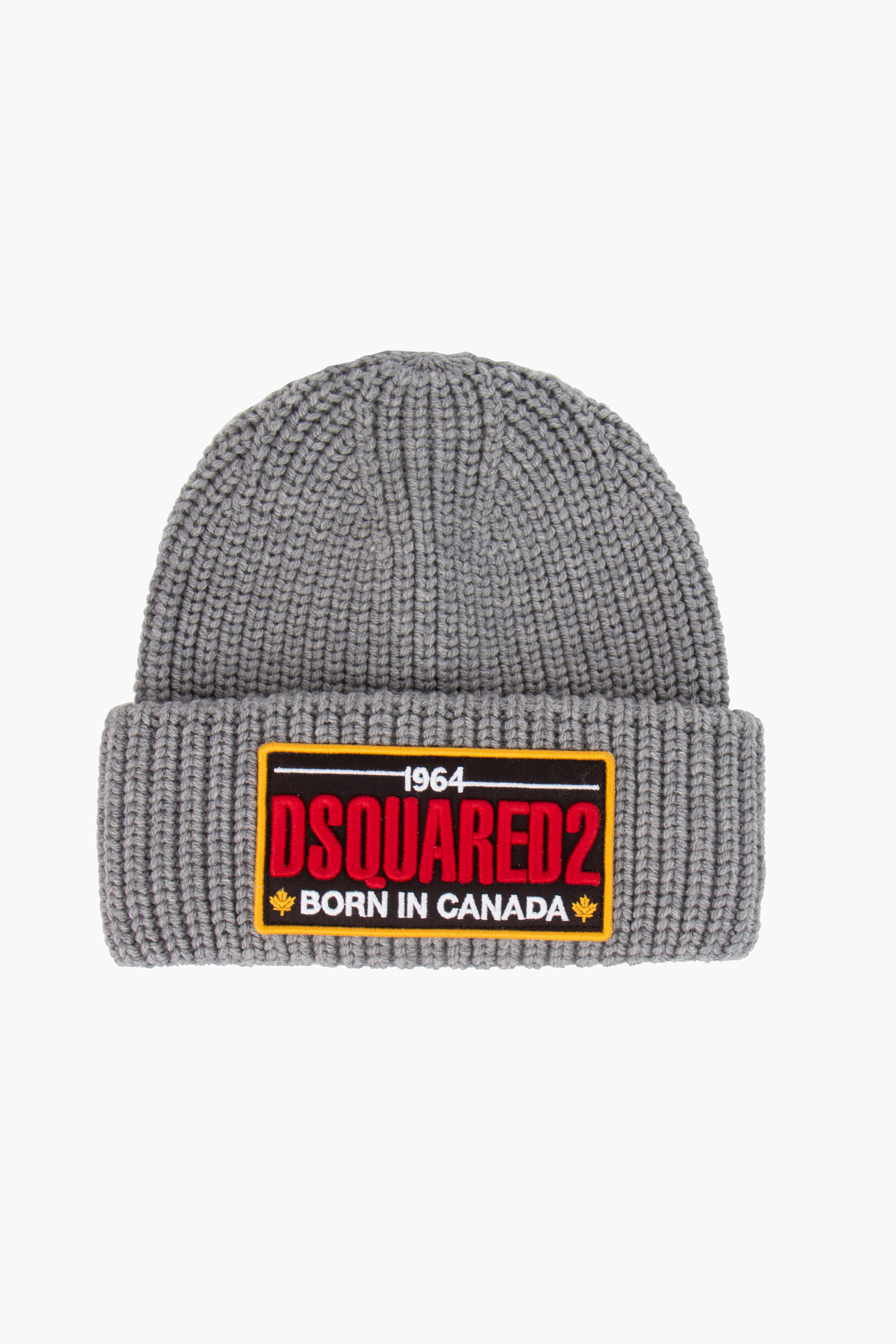 DSQUARED2 Patch Ribbed Wool Beanie