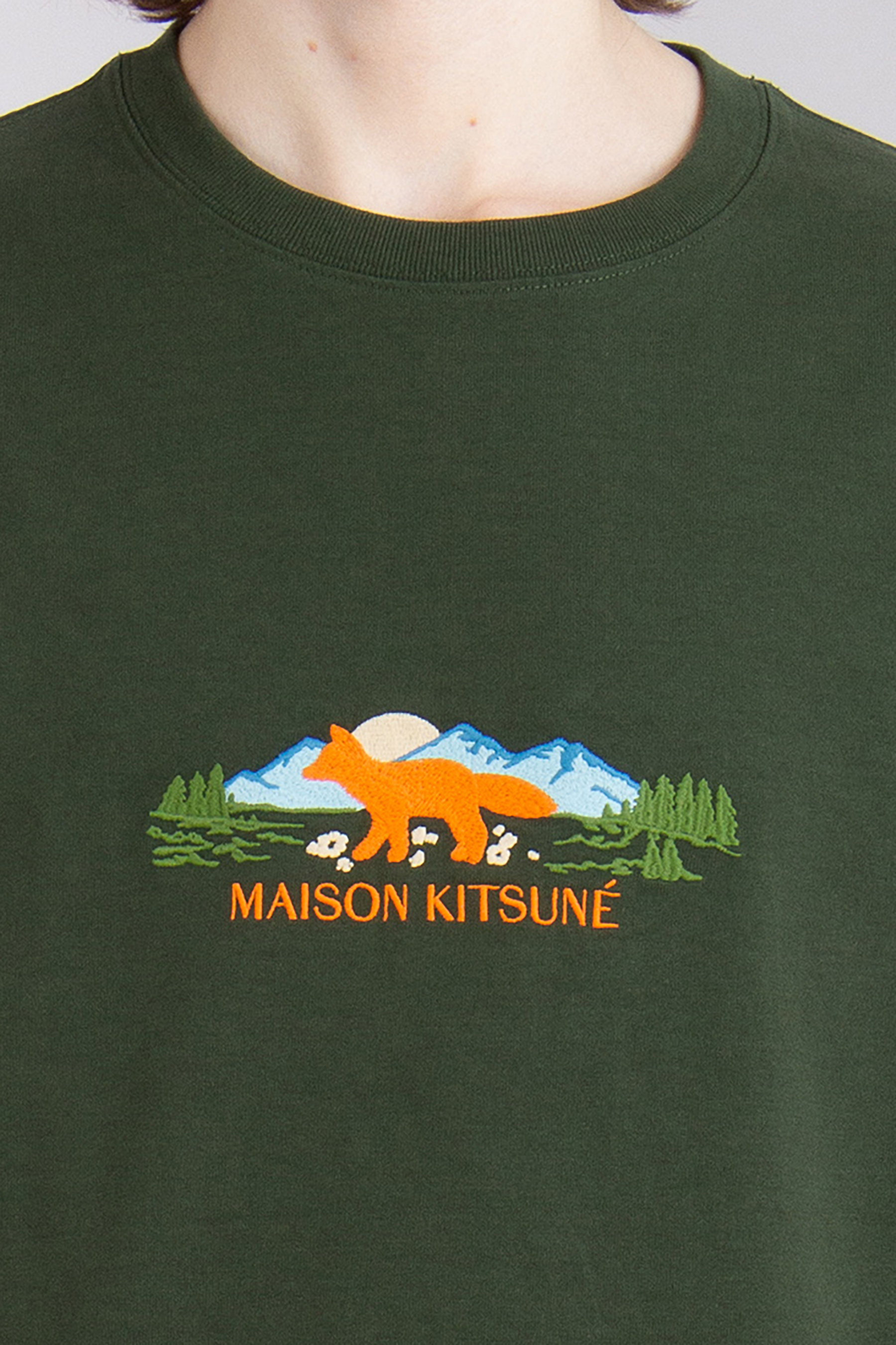 MAISON KITSUNÉ Outdoor Profile Fox Embroidery Cotton Jersey T-Shirt