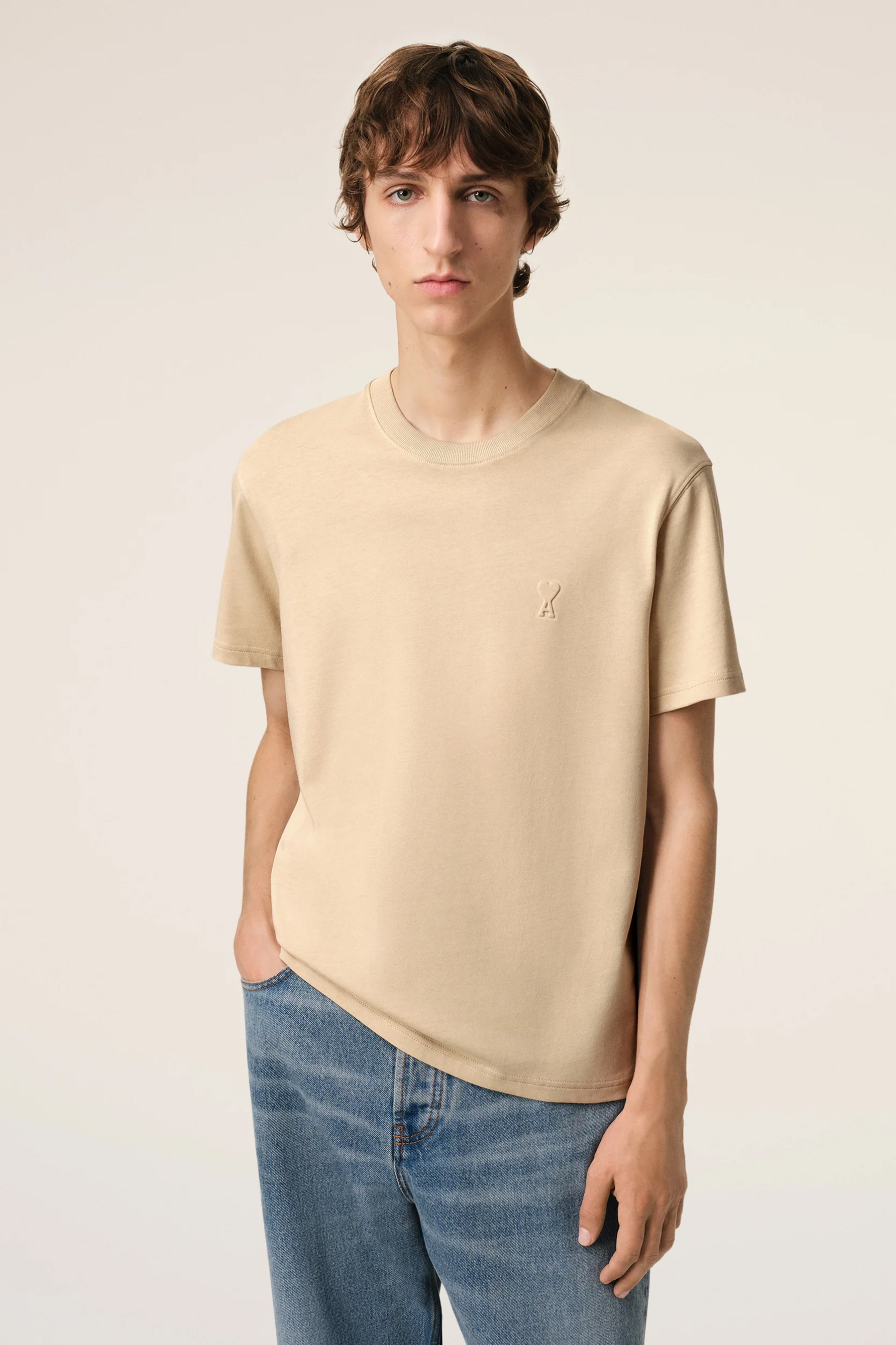 AMI PARIS Embossed Organic Cotton Jersey T-Shirt