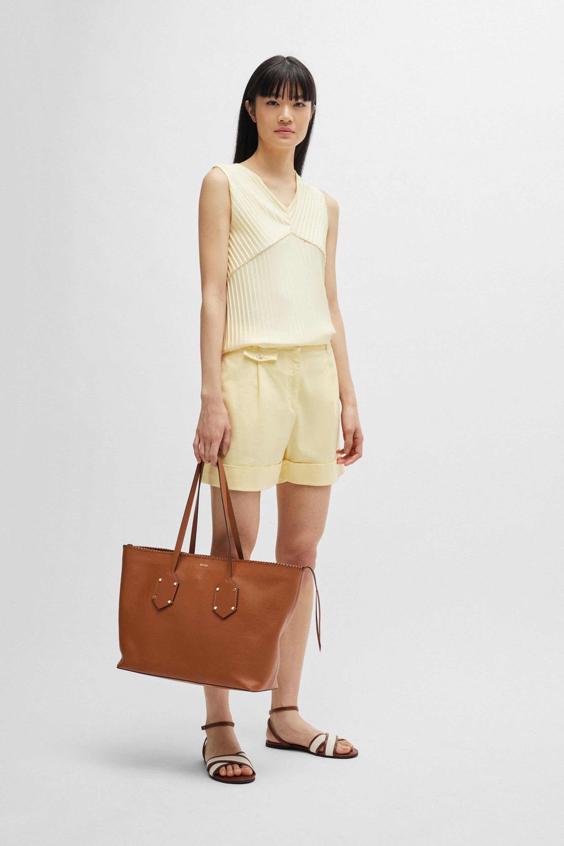 BOSS Grained Leather Shopper Ivy