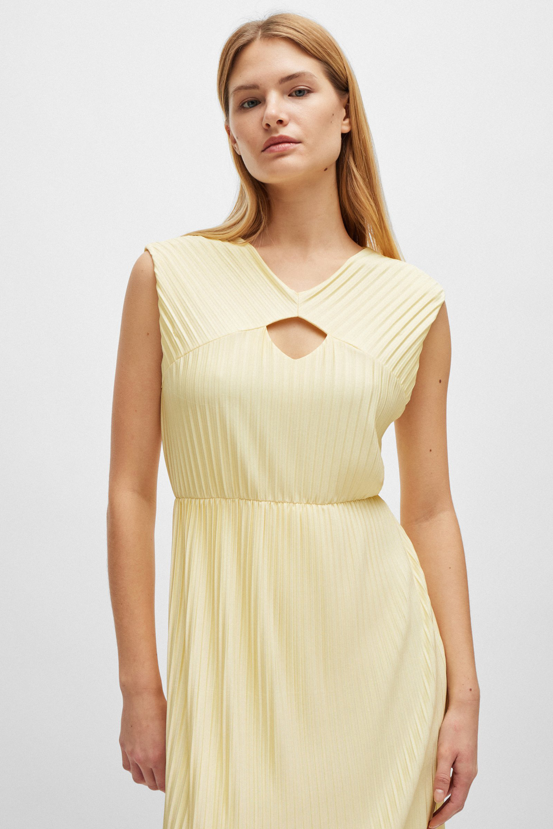 BOSS Pleated Recycled Polyester Stretch Dress Exoa