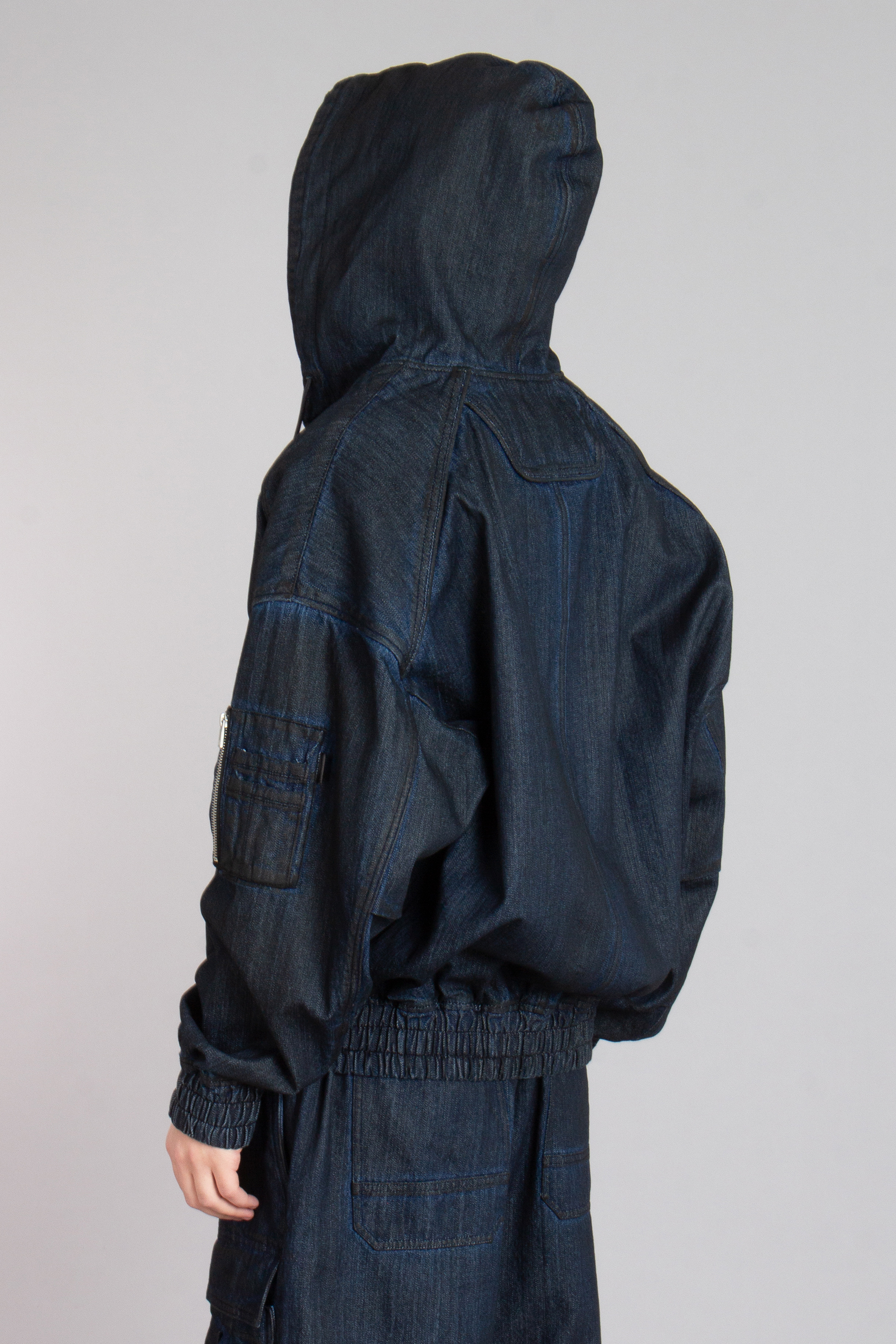 JUUN.J Oversized Cotton Denim Zip-Up Hoodie