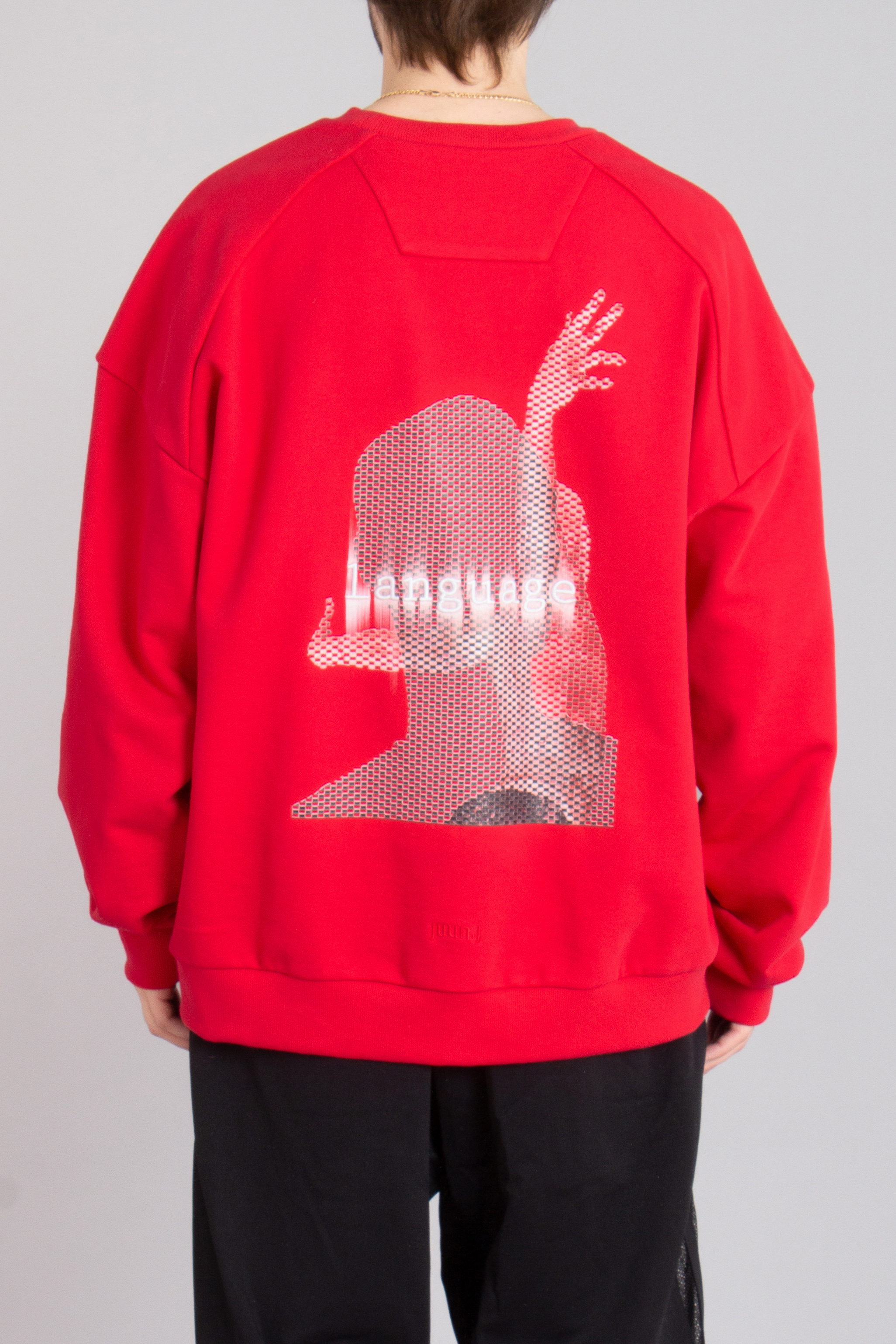 JUUN.J Language Bust Shot Cotton Fleece Sweatshirt