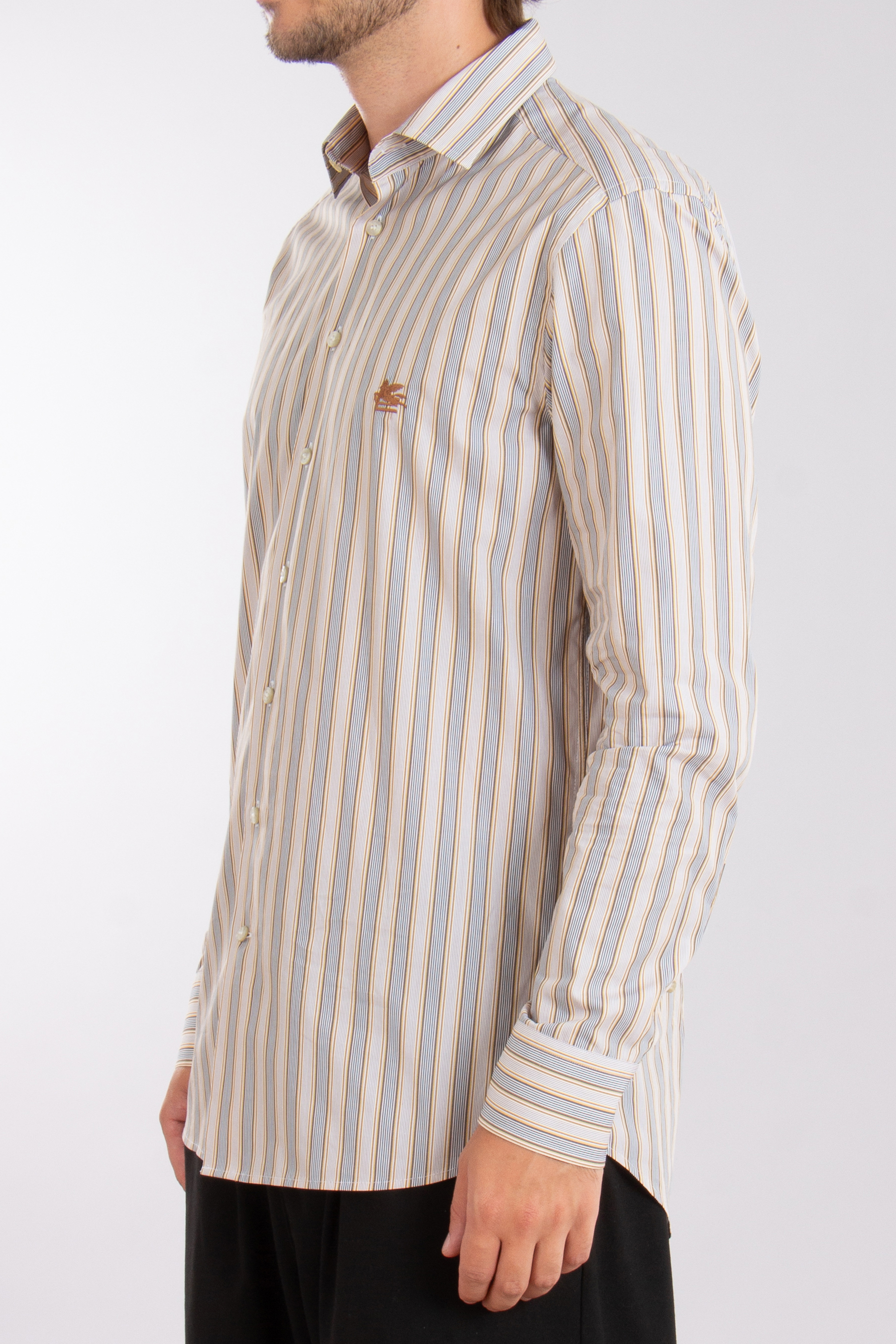 ETRO Regular Fit Embroidered Striped Cotton Shirt