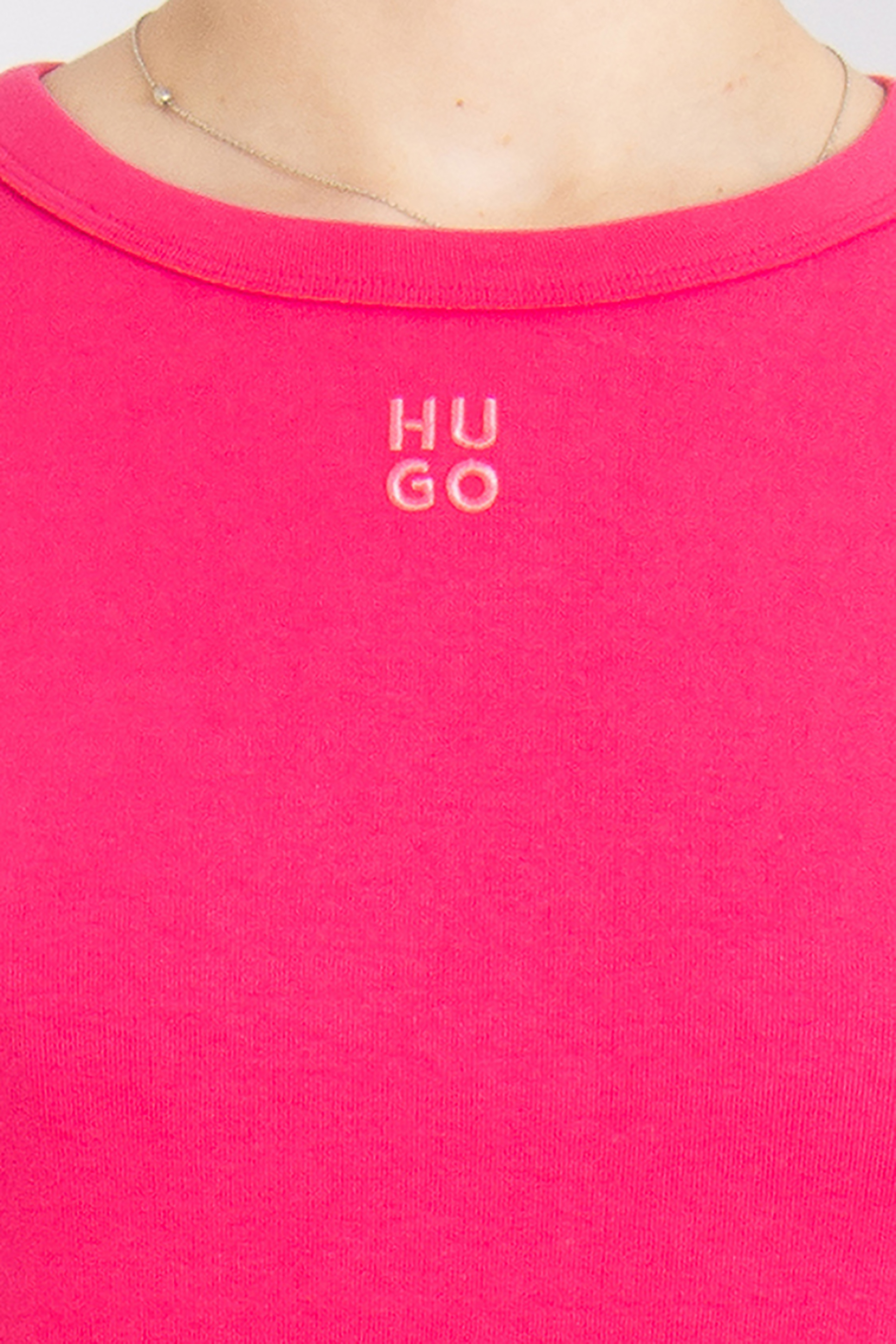 HUGO Embroidered Cotton Blend Stretch T-Shirt Deloris