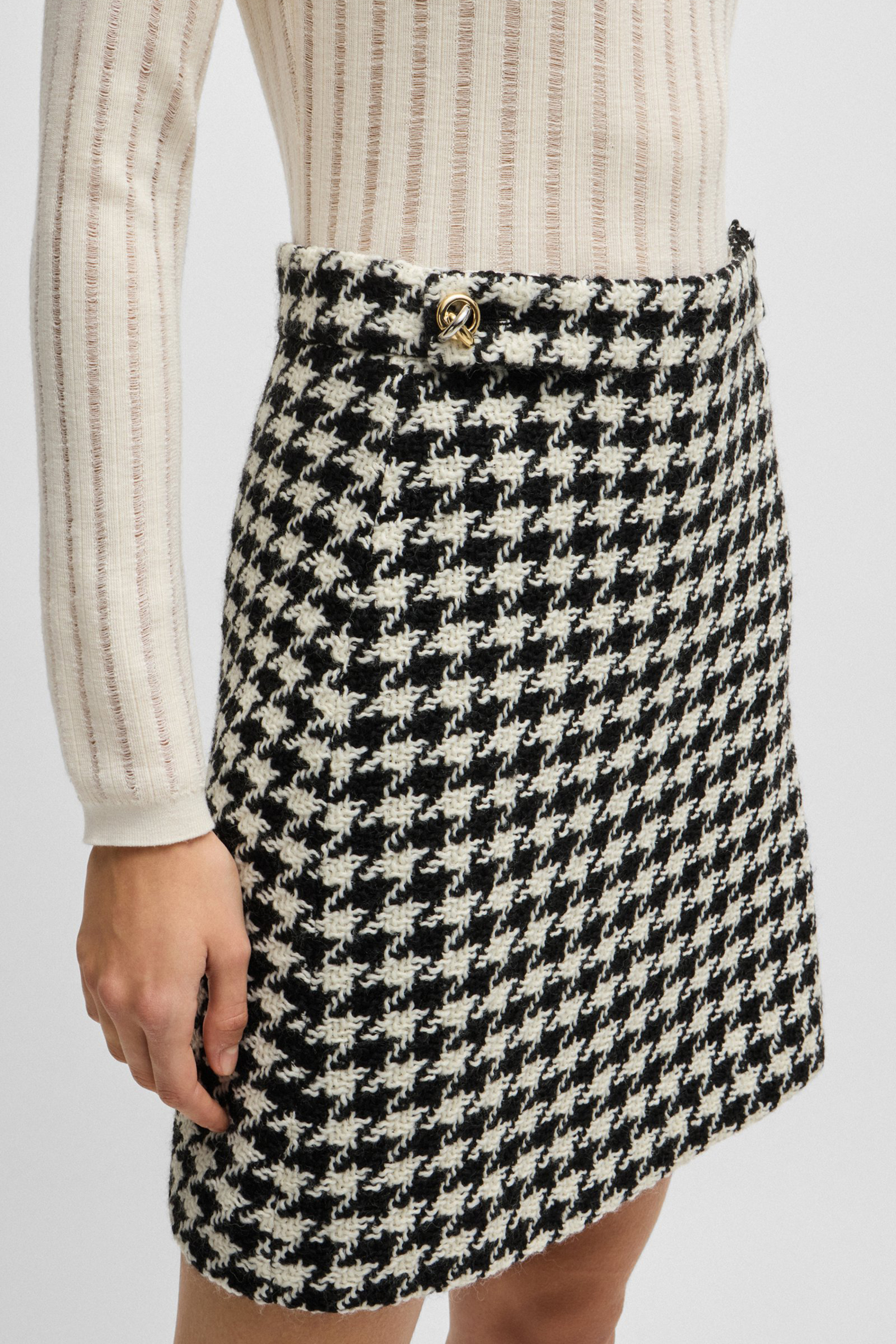 BOSS Houndstooth Wool Blend Mini Skirt Vupita