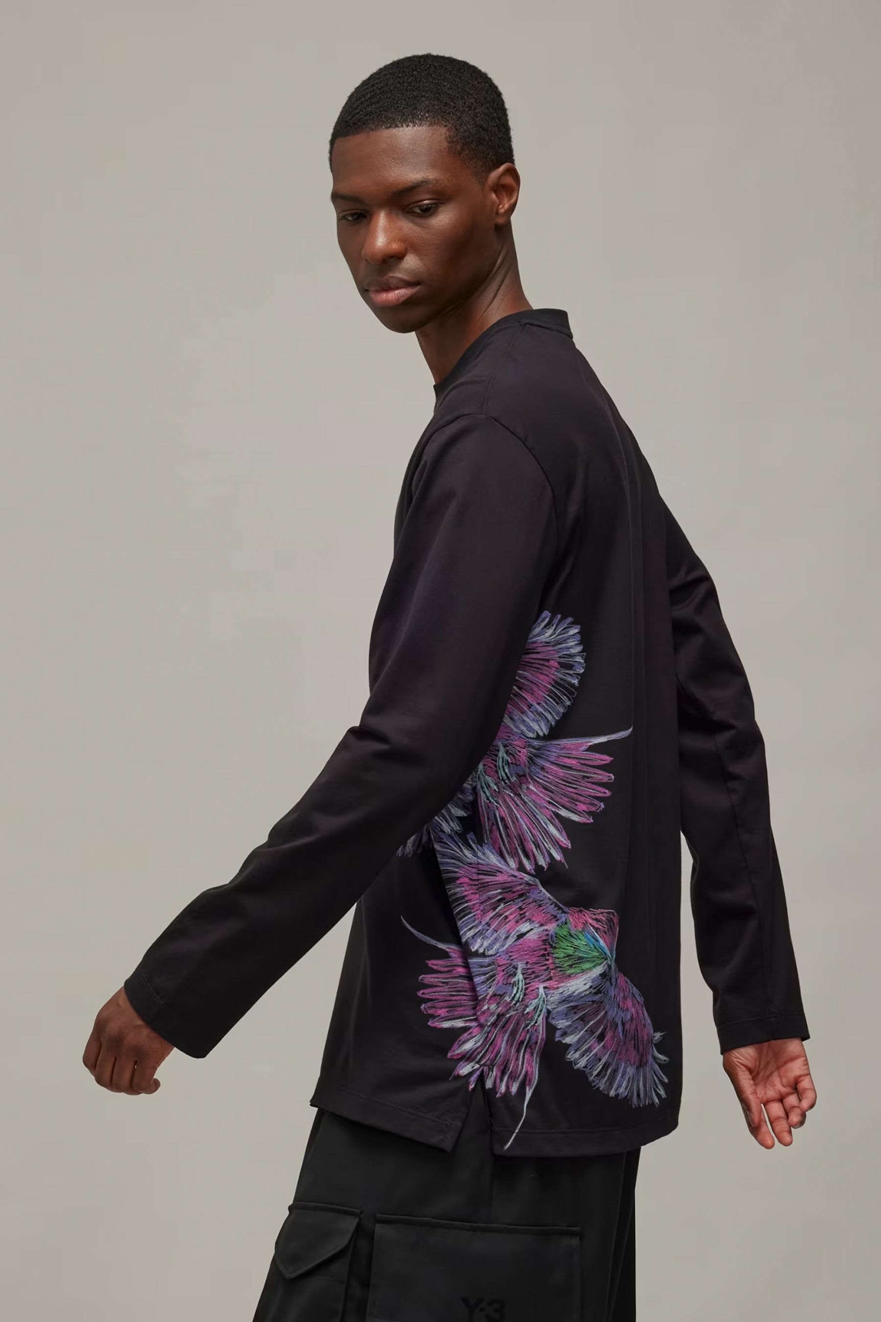 Y-3 Graphic Print Cotton Long Sleeve T-Shirt