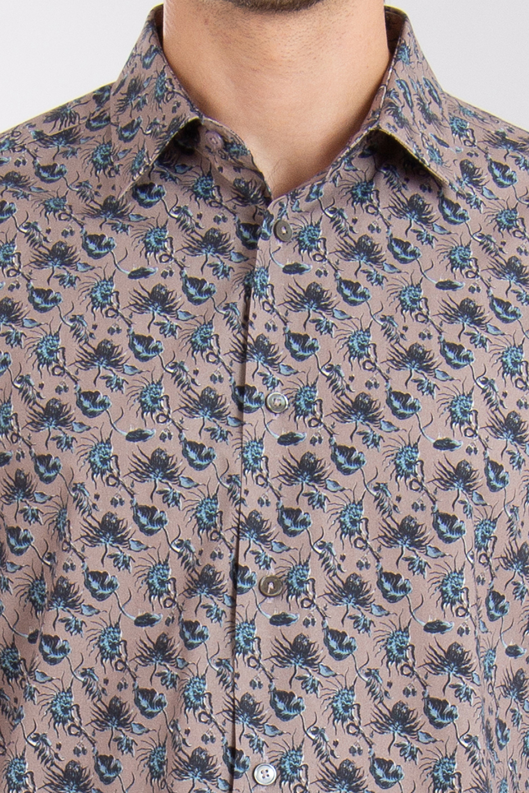 PAUL SMITH Tailored Fit Flower Print Organic Cotton Shirt