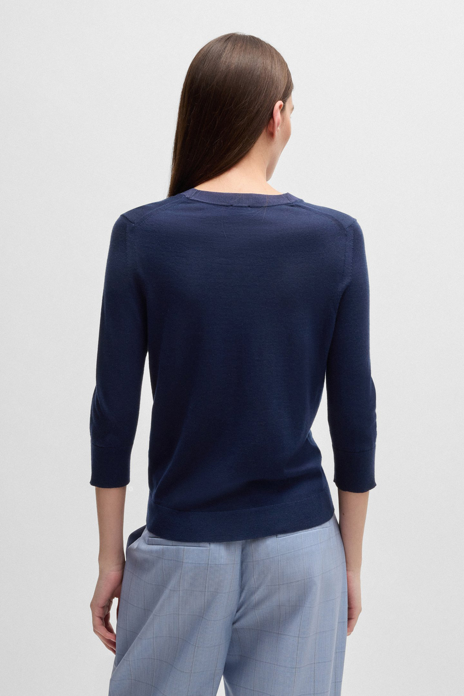 BOSS Superfine Virgin Wool Henley Neck Sweater Fiblure