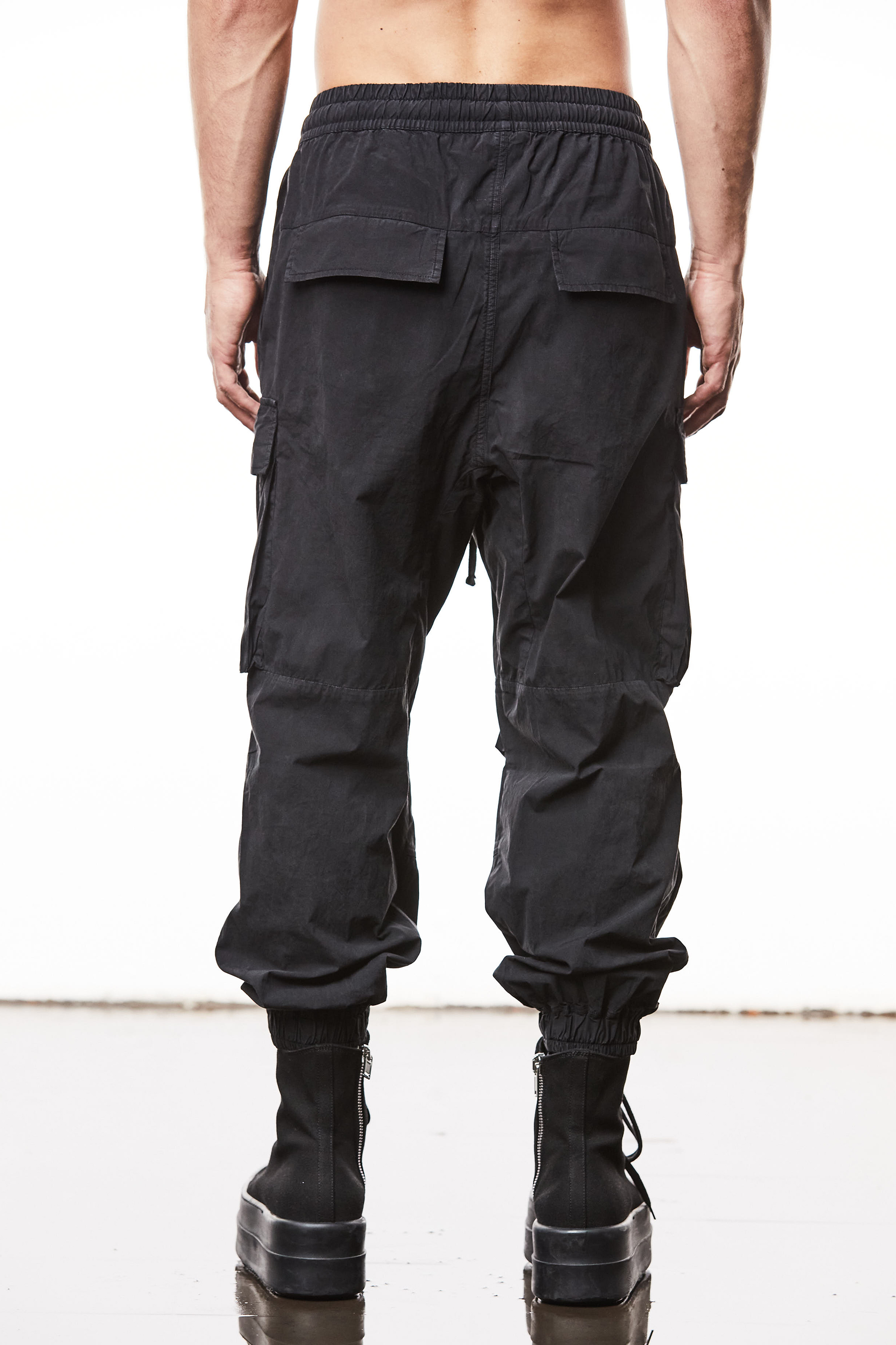 THOM KROM Wide Fit Washed Crashed Cotton Stretch Cargo Pants