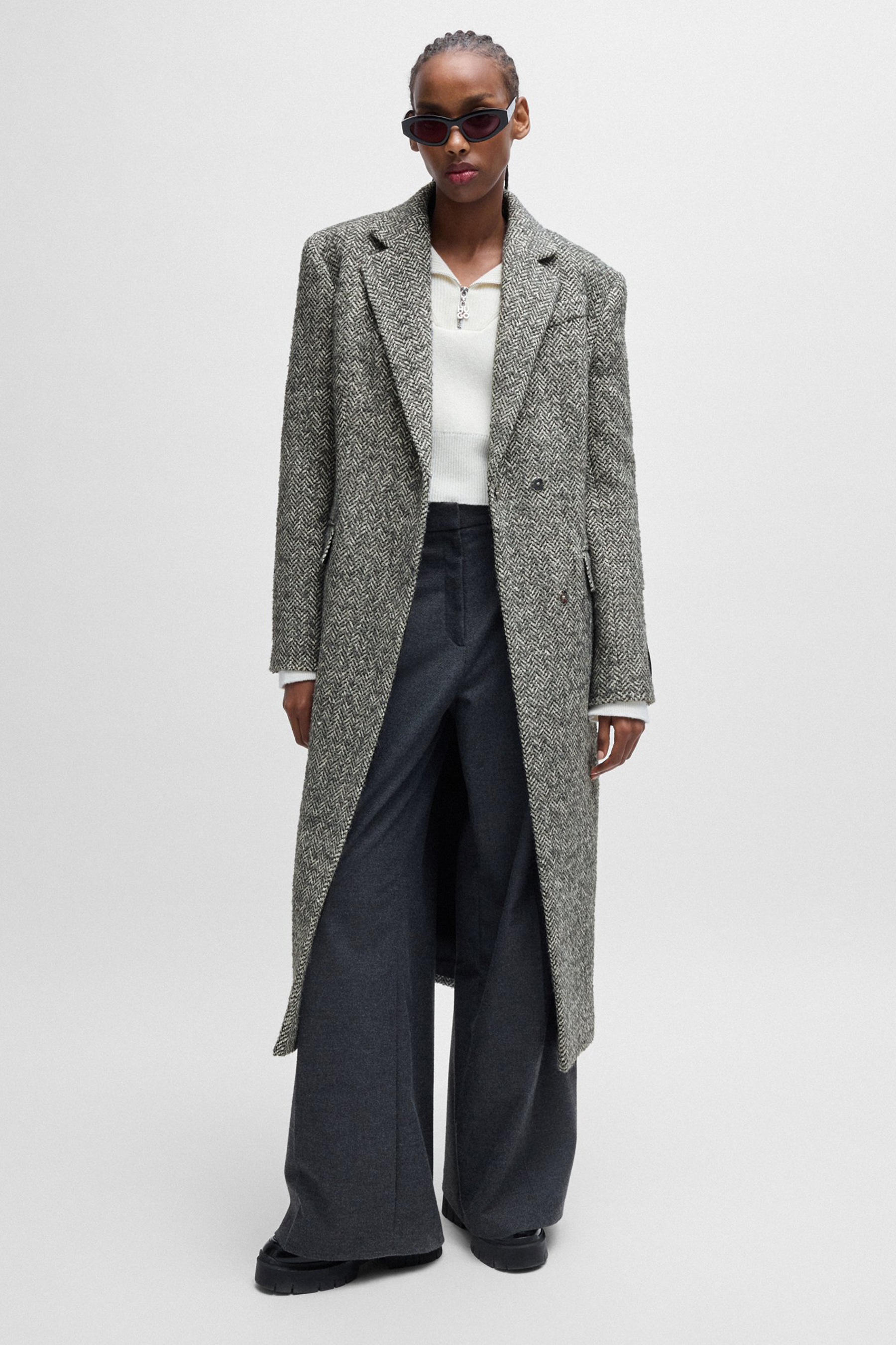 HUGO Herringbone Wool Blend Coat Majesa