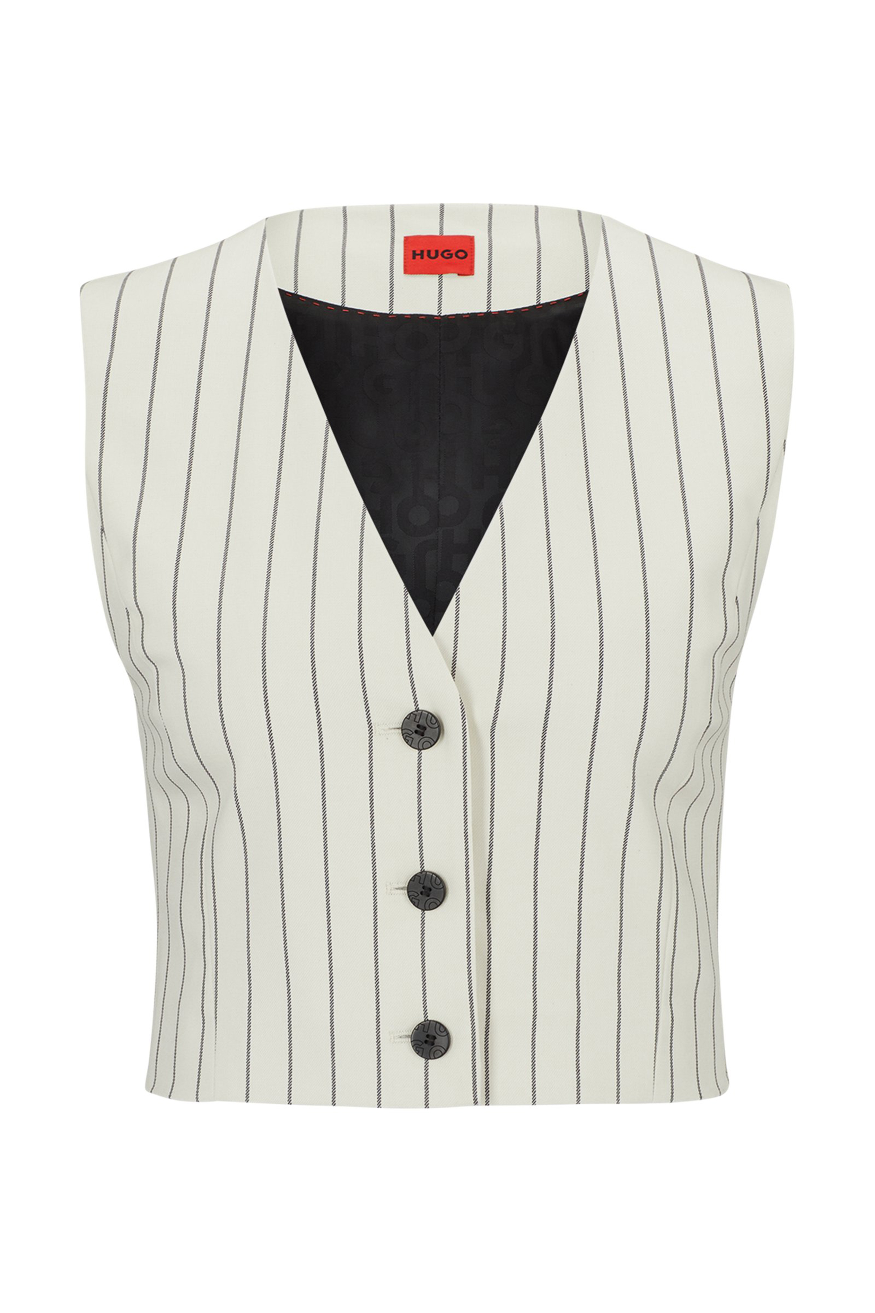 HUGO Striped Cotton Blend Stretch Vest Auris