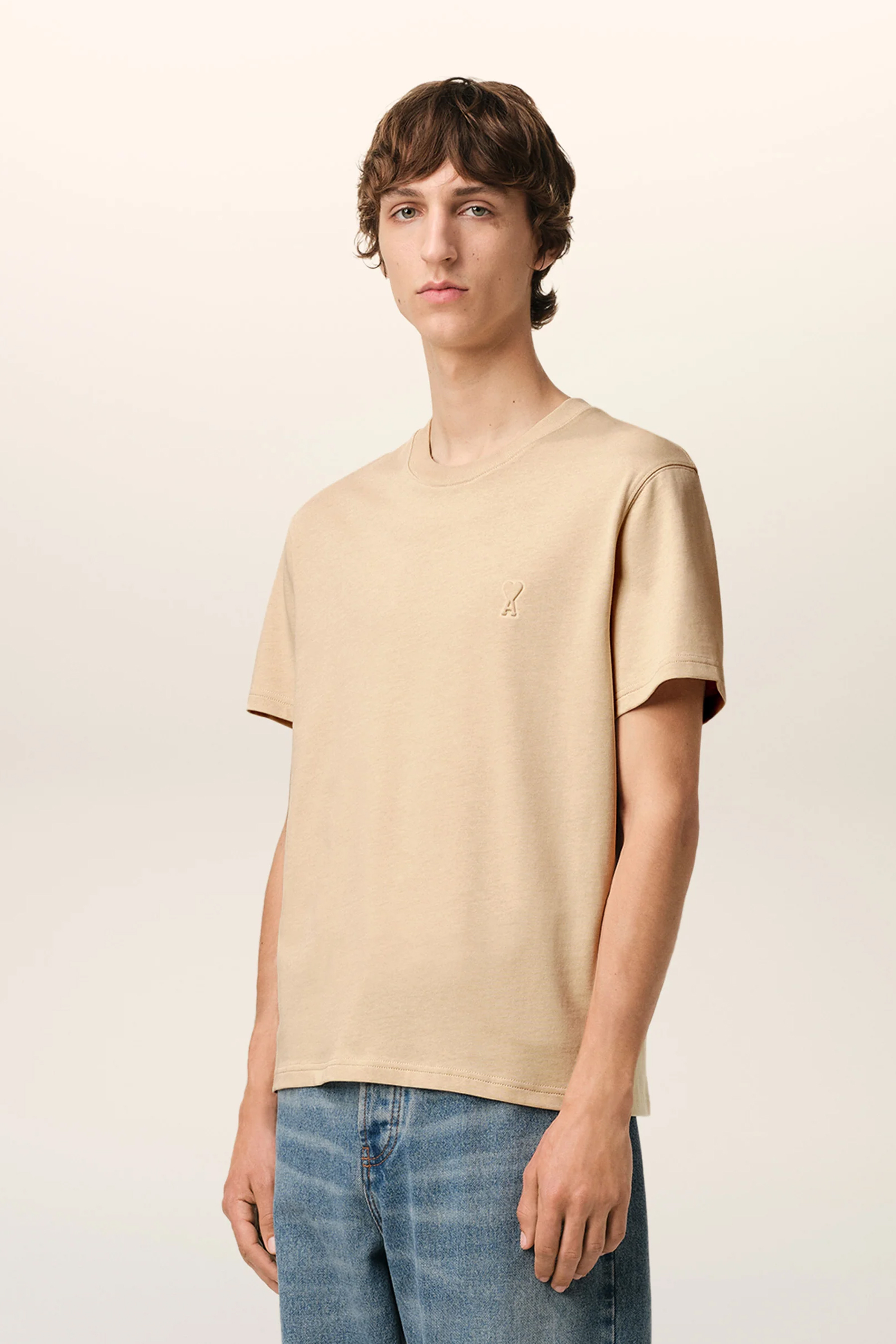 AMI PARIS Embossed Organic Cotton Jersey T-Shirt