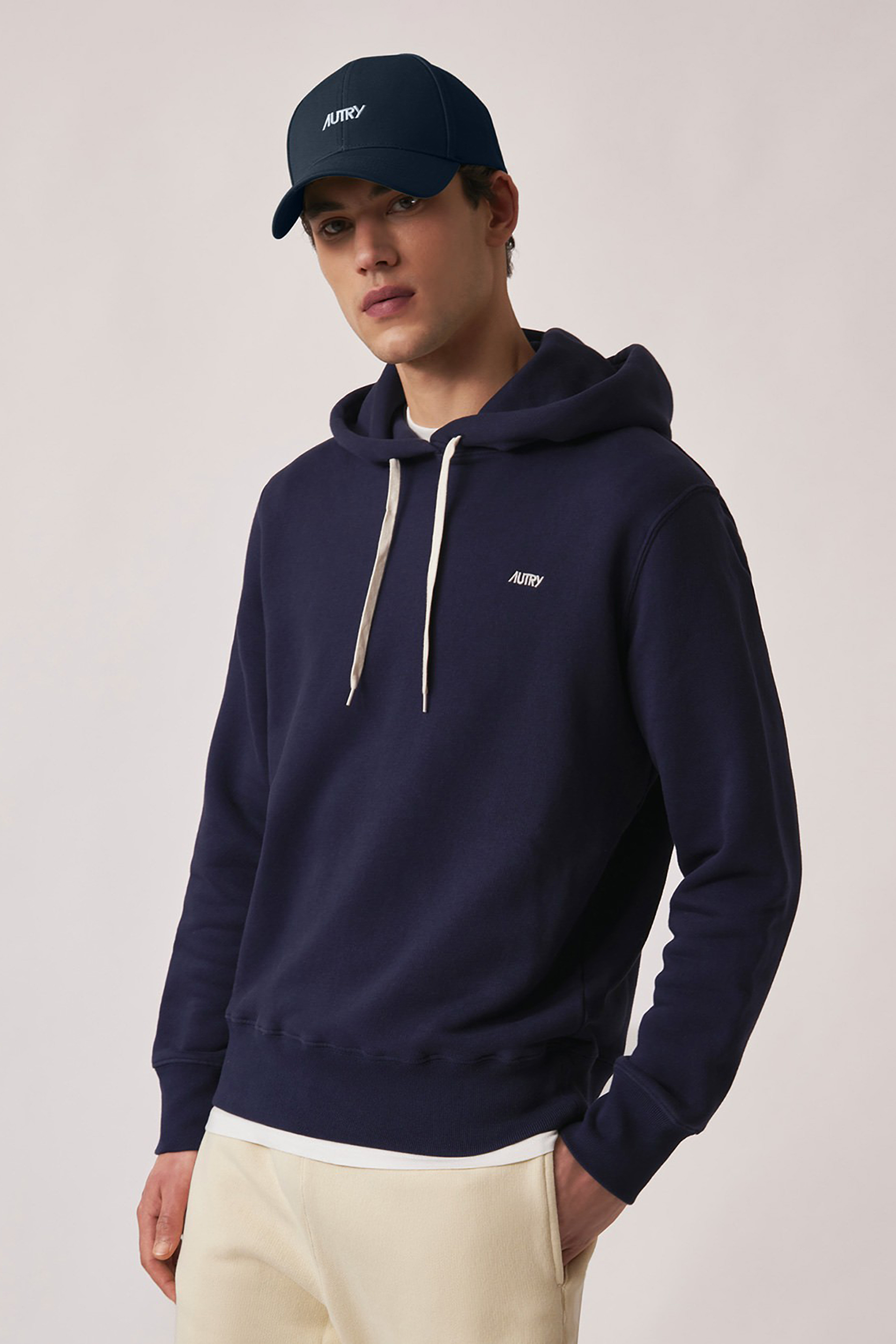 AUTRY Regular Fit Embroidered Cotton Fleece Hoodie