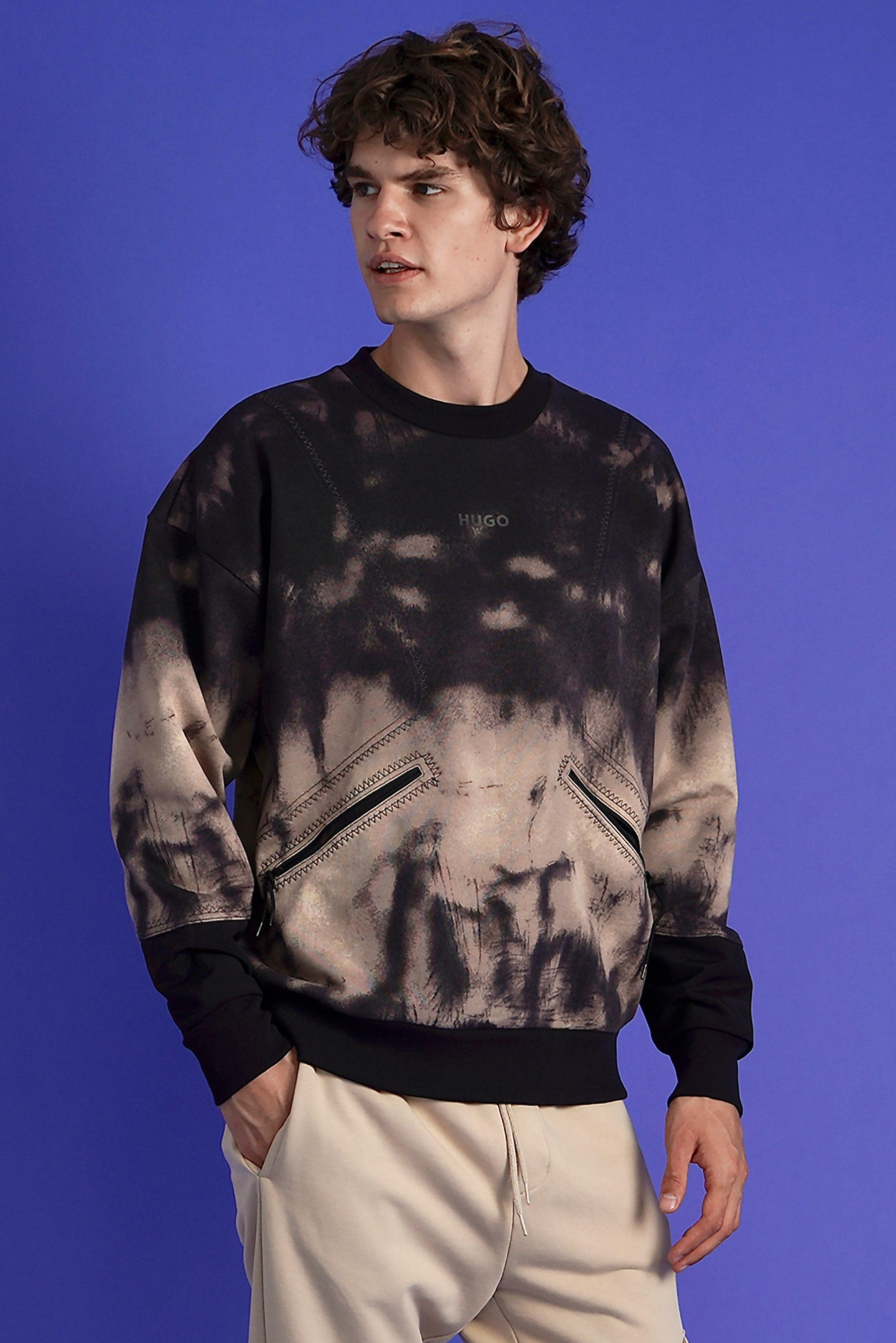 HUGO Printed Cotton Terry Sweatshirt Dautumna