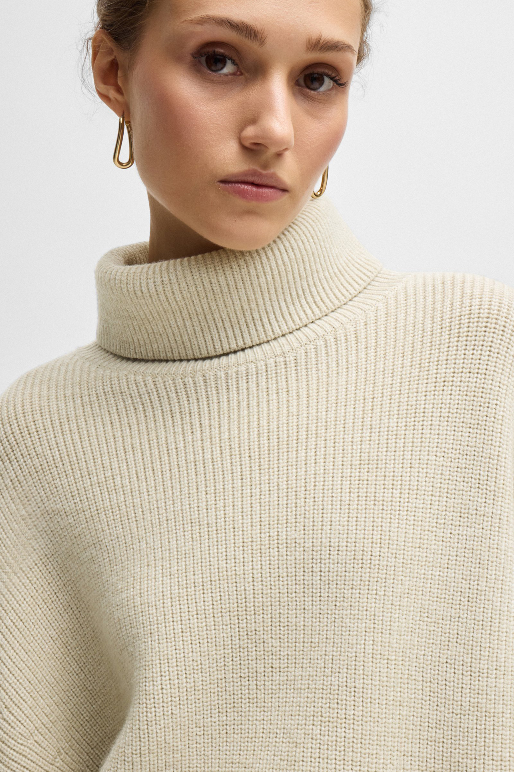 BOSS Ribbed Virgin Wool Turtleneck Sweater Fernadina