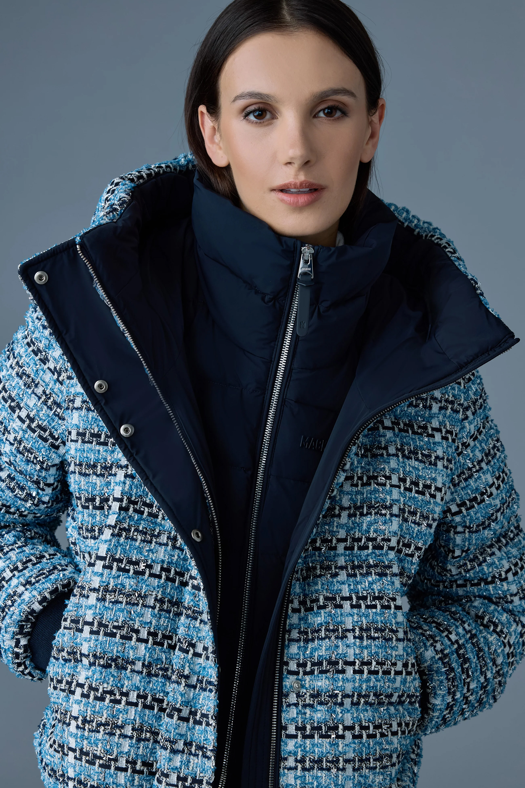 MACKAGE 2-in-1 Cotton Blend Tweed Down Jacket Shirley