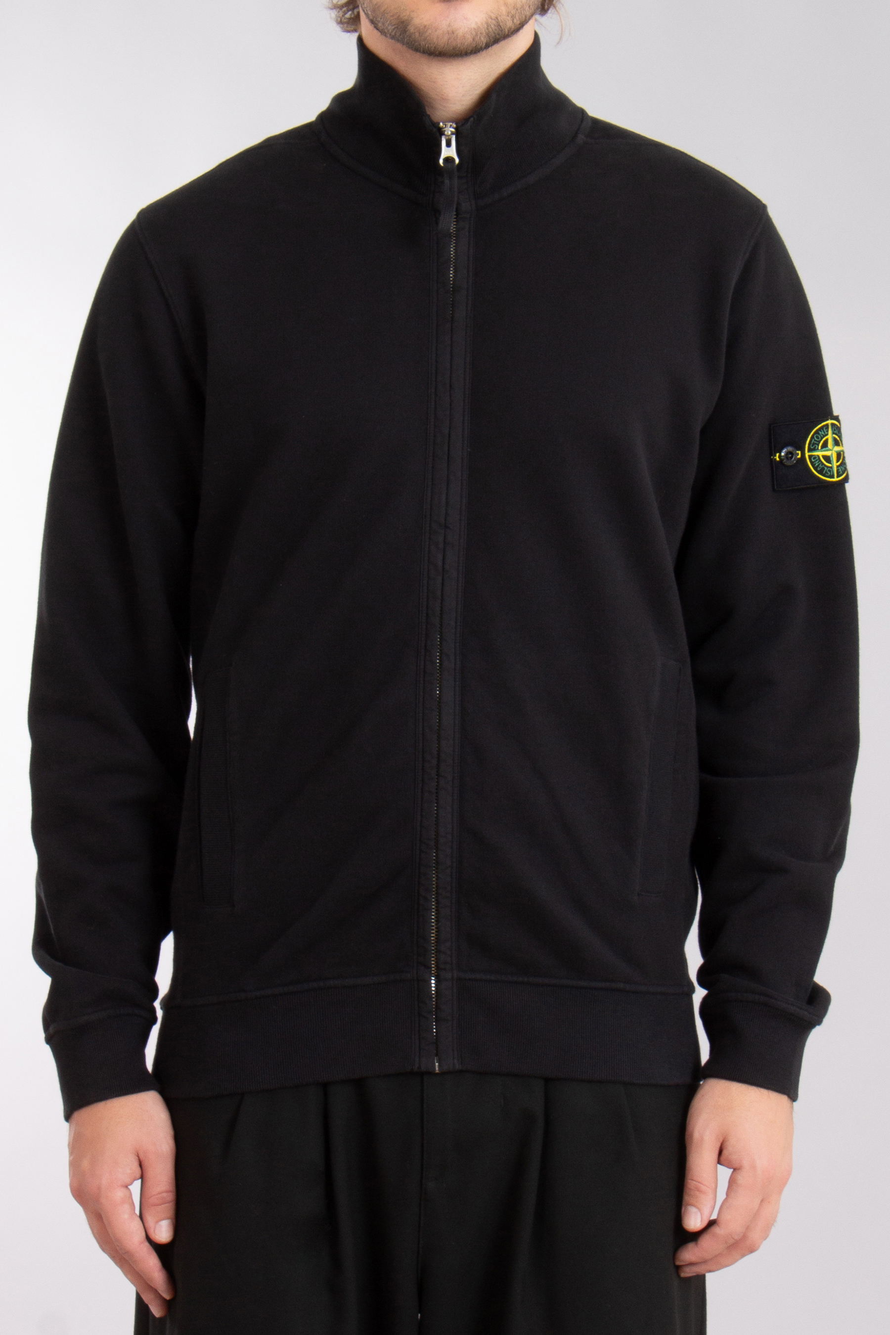 STONE ISLAND Organic Cotton Fleece Full Zip Sweatshirt