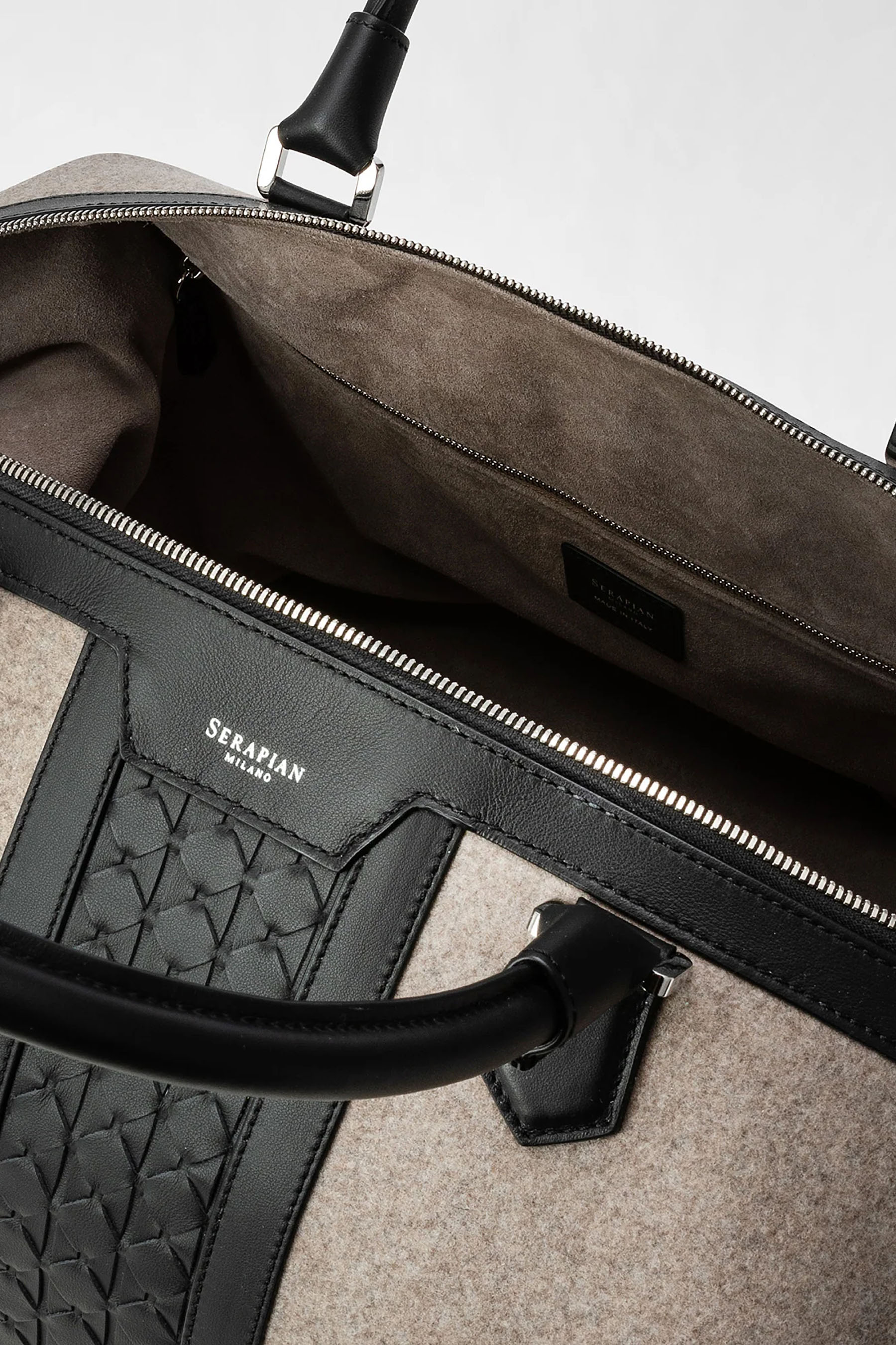 SERAPIAN Wool & Mosaico Leather Travel Bag