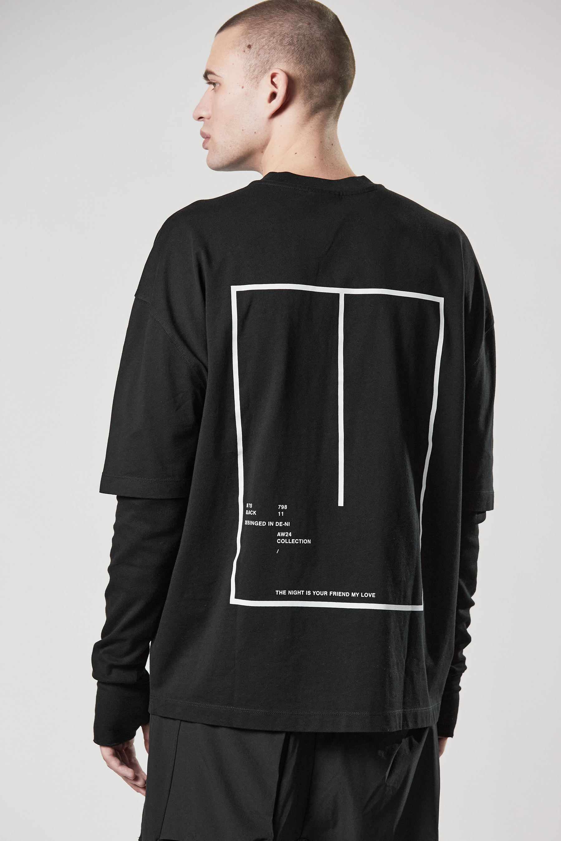 THOM KROM Printed Cotton Layered Long Sleeve T-Shirt