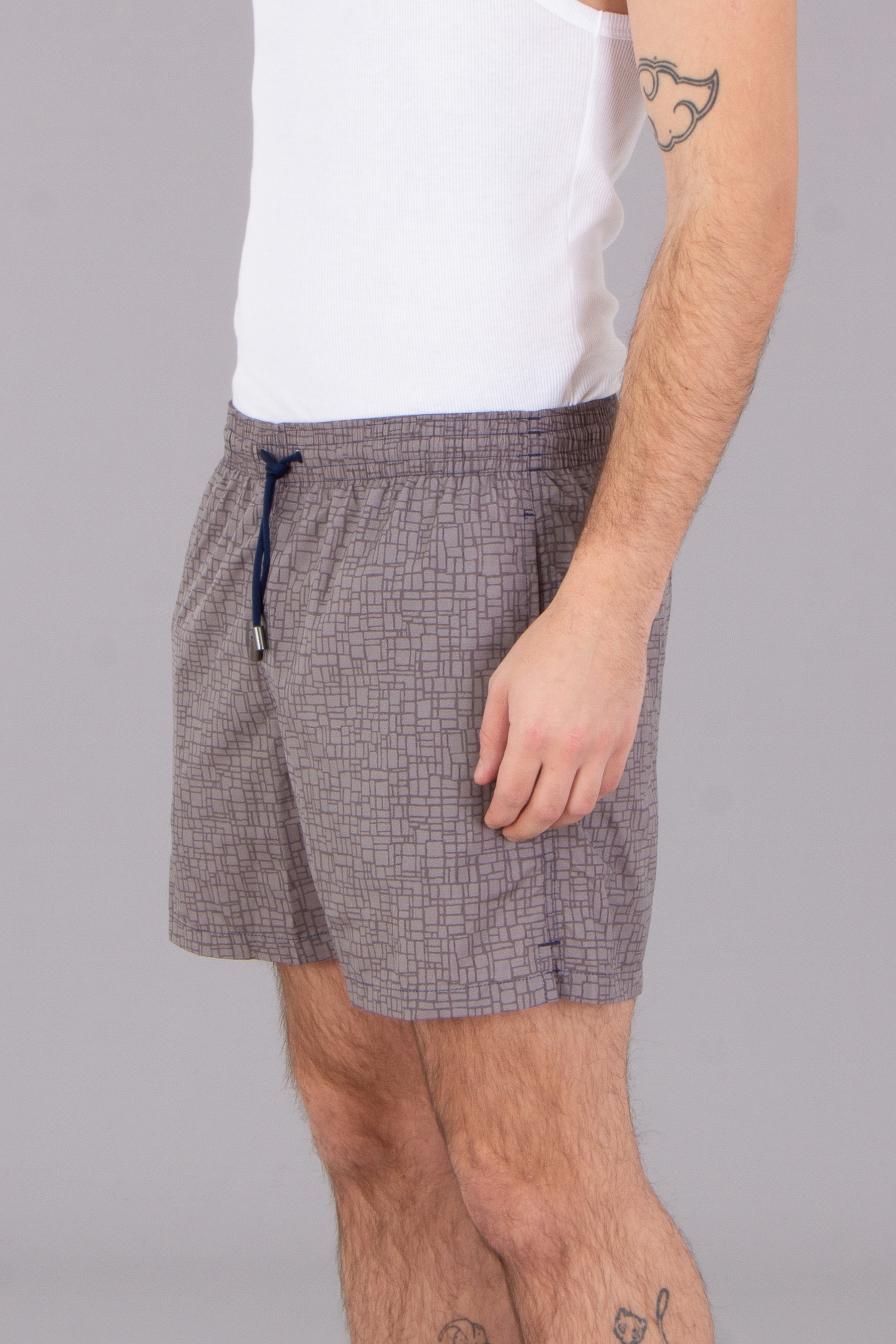 CANALI Patterned Technical Fabric Swim Shorts