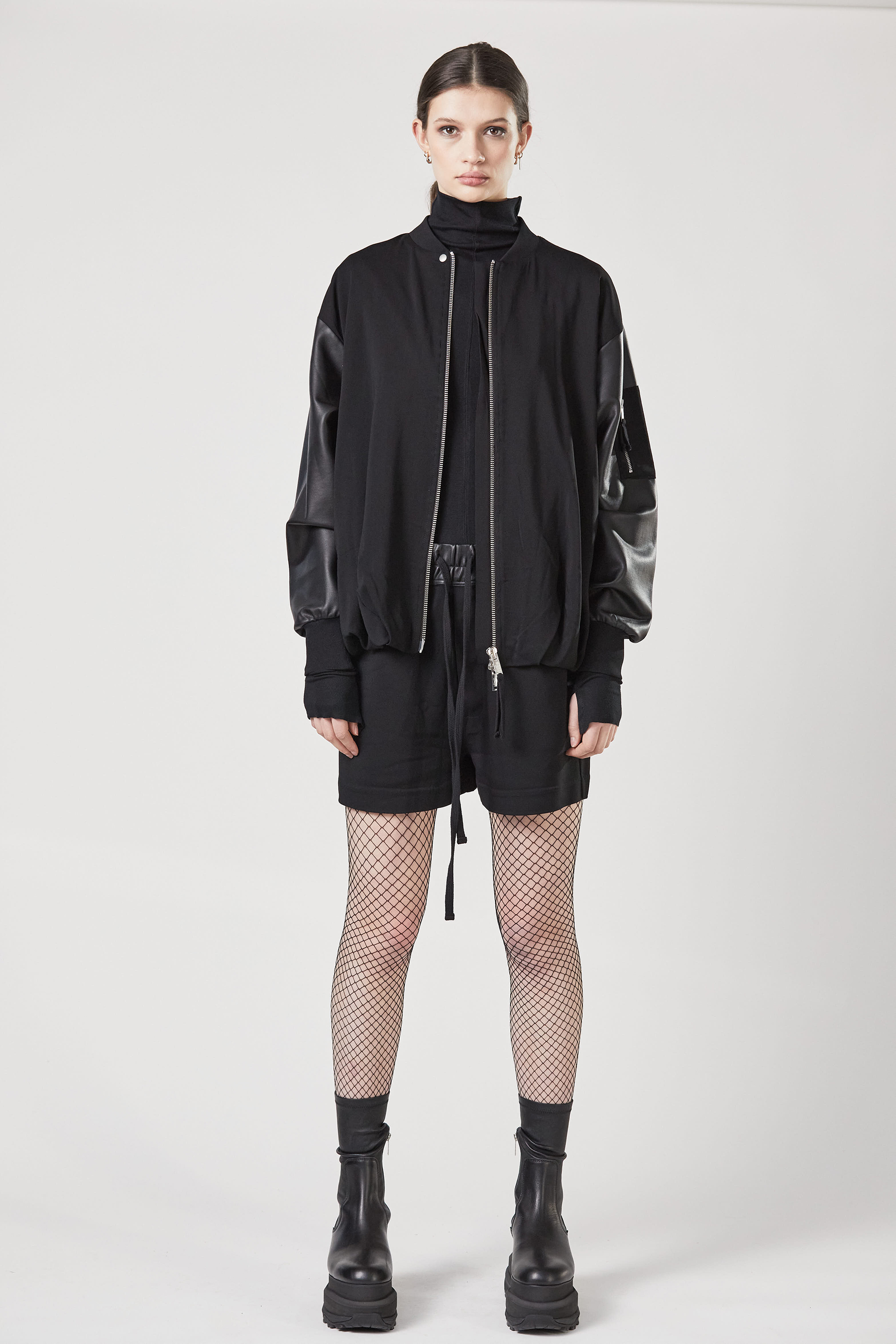 THOM KROM Long Matmix Bomber jacket