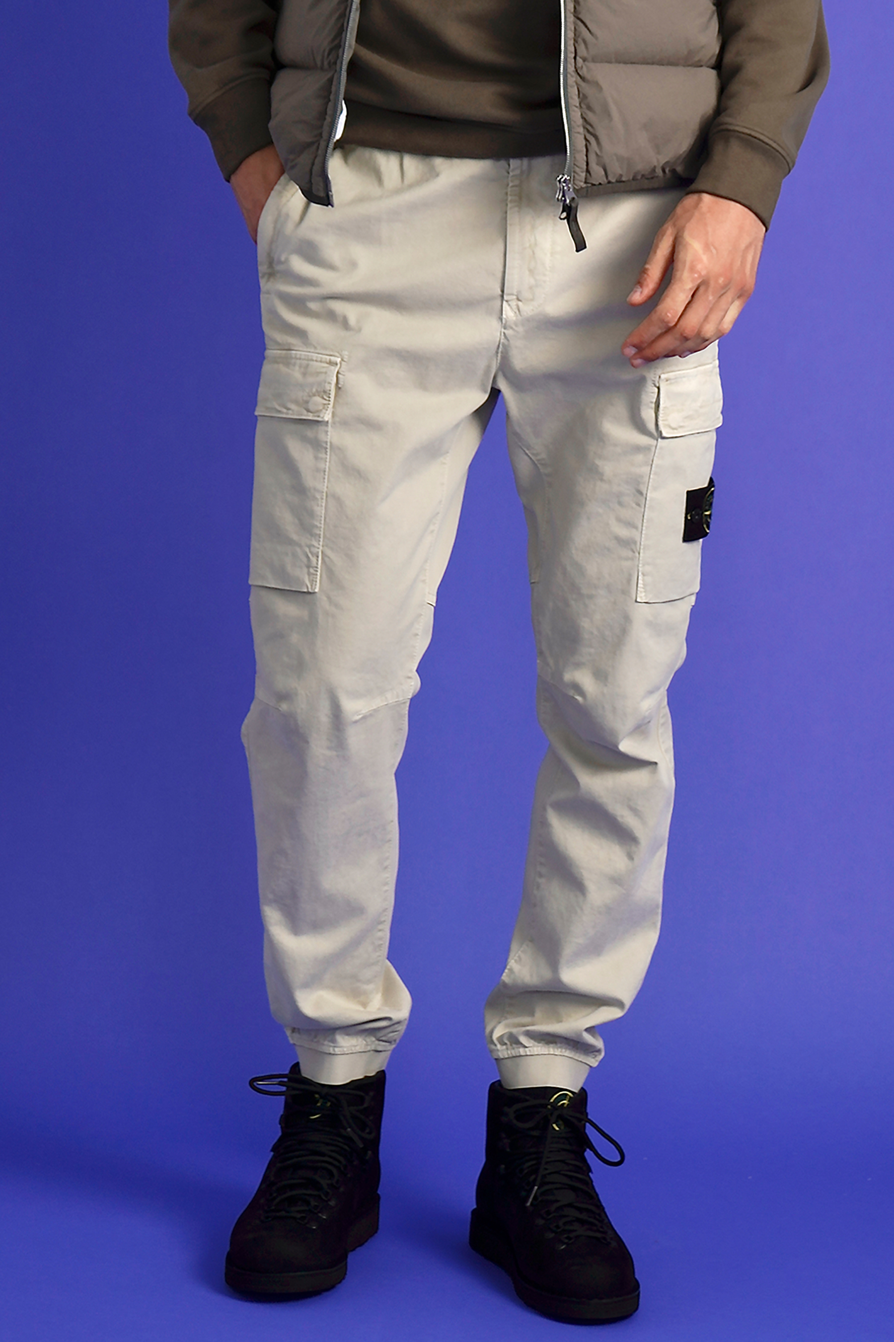 STONE ISLAND 'OLD' Effect Broken Cotton Twill Cargo Pants