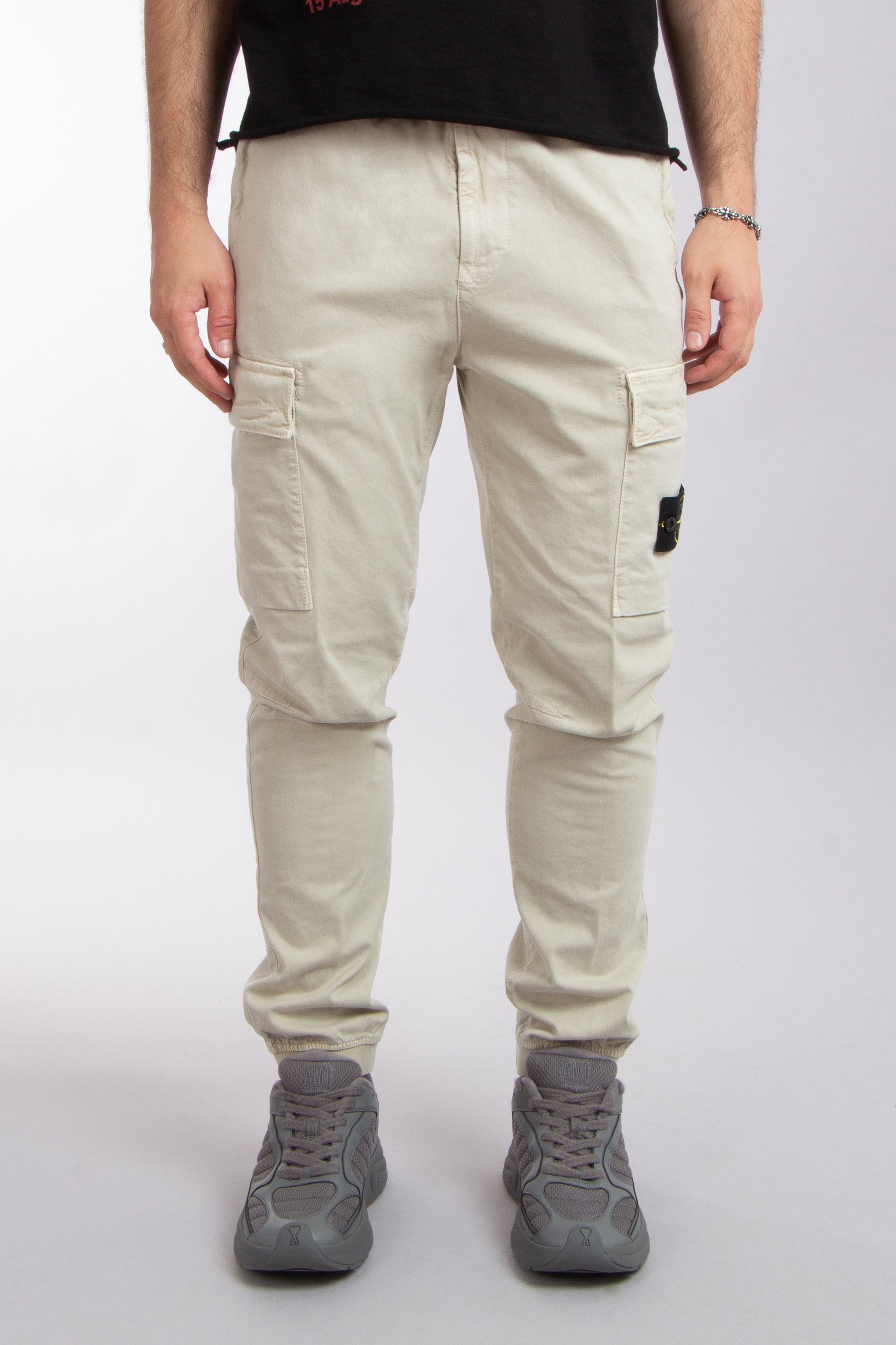 STONE ISLAND 'OLD' Effect Broken Cotton Twill Cargo Pants