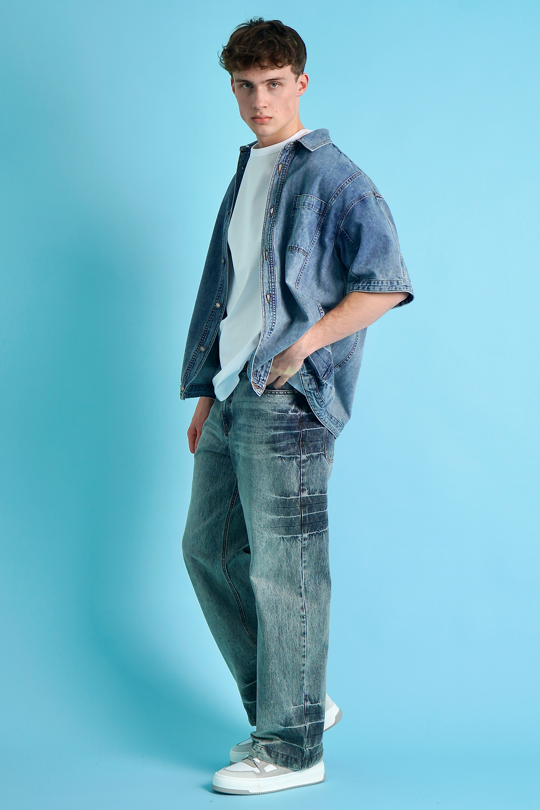 JUUN.J Oversized Cotton Denim Shirt