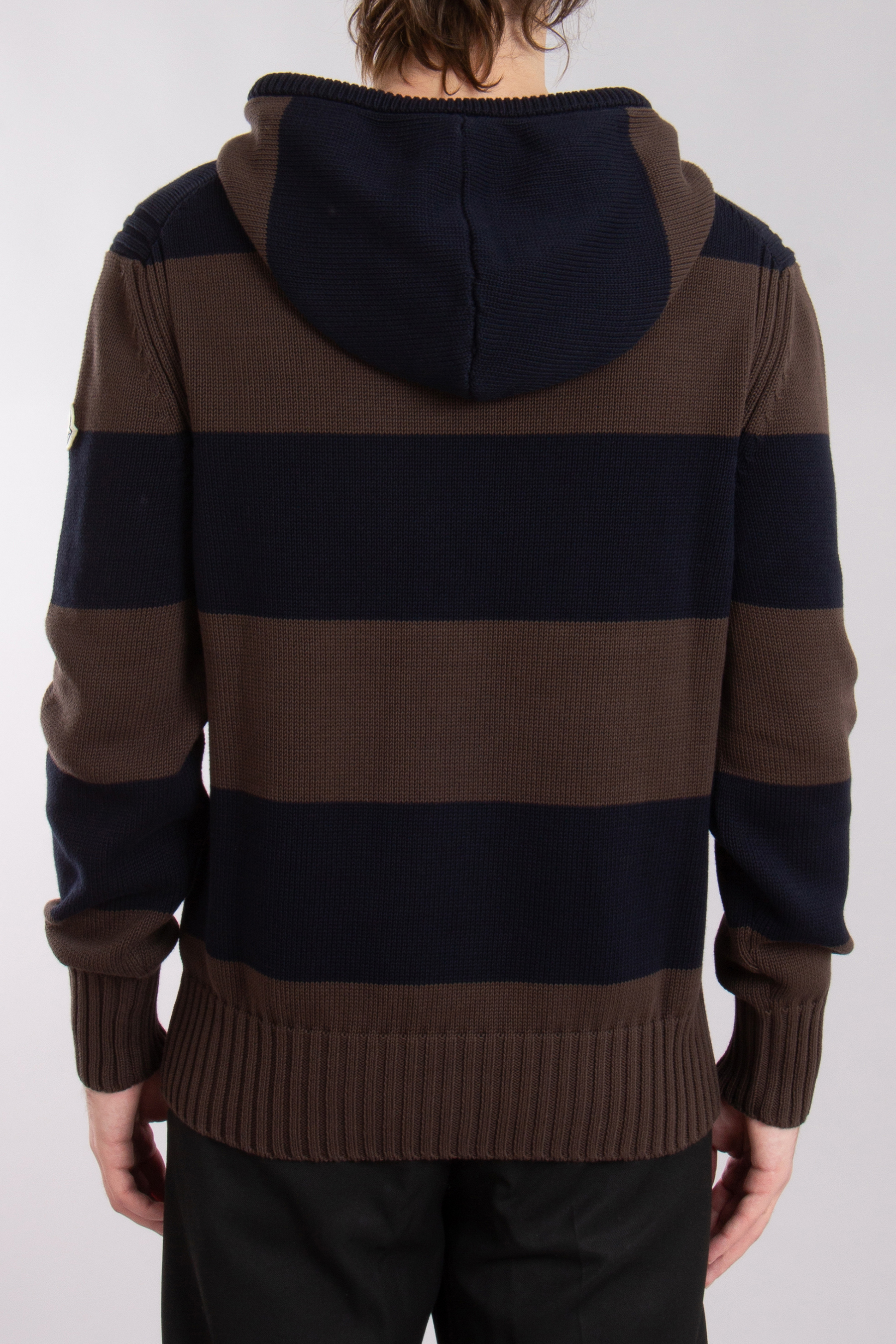 MONCLER Striped Cotton Knit Hoodie