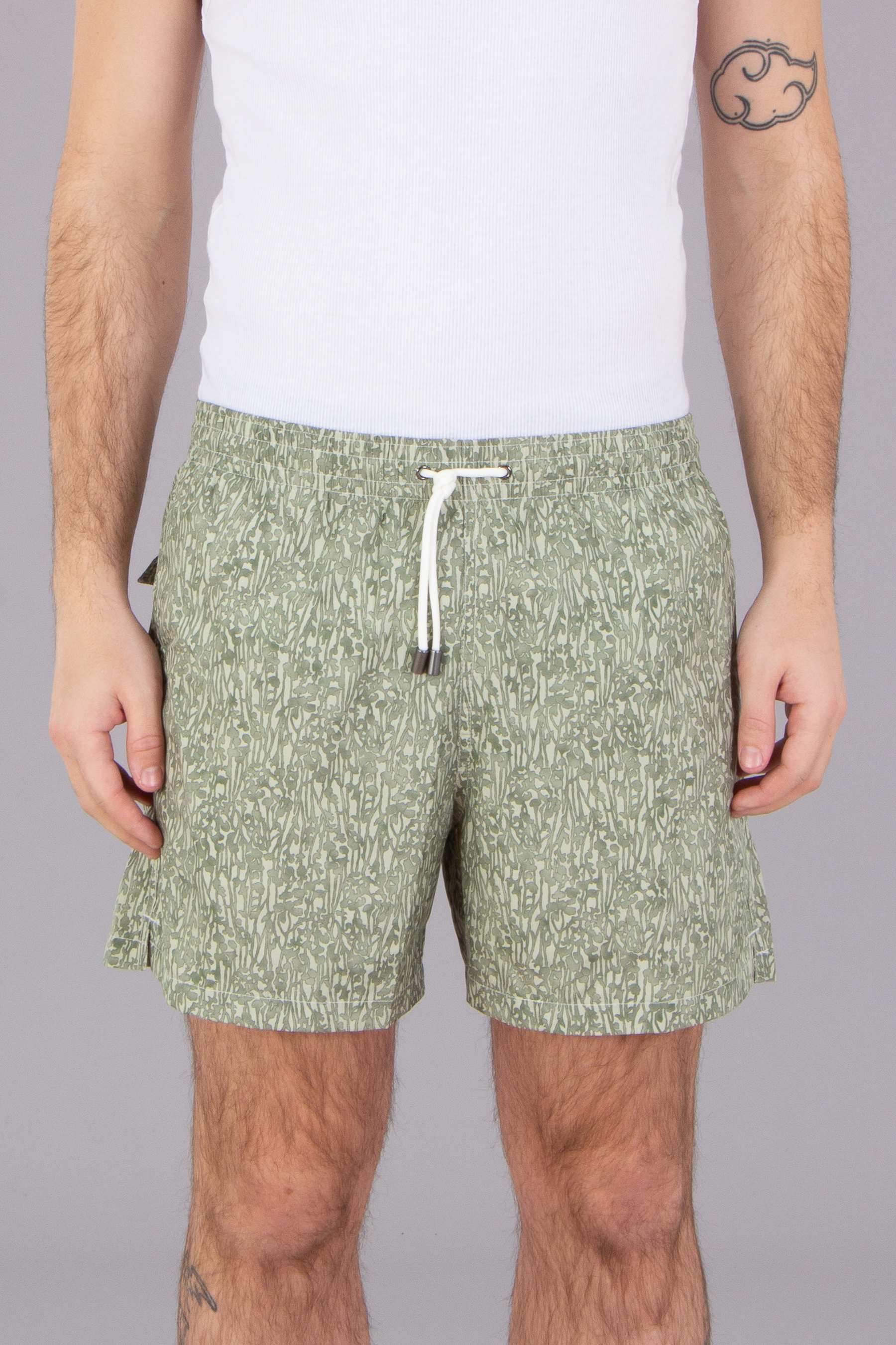 CANALI Patterned Technical Fabric Swim Shorts