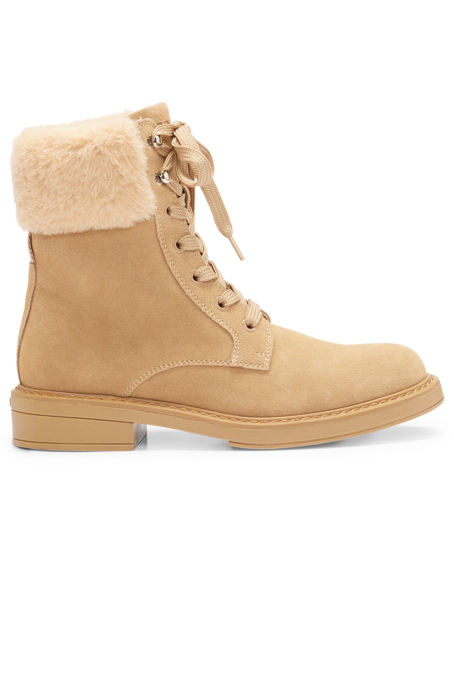 BOSS Suede & Faux Fur Lace Up Boots Vanity