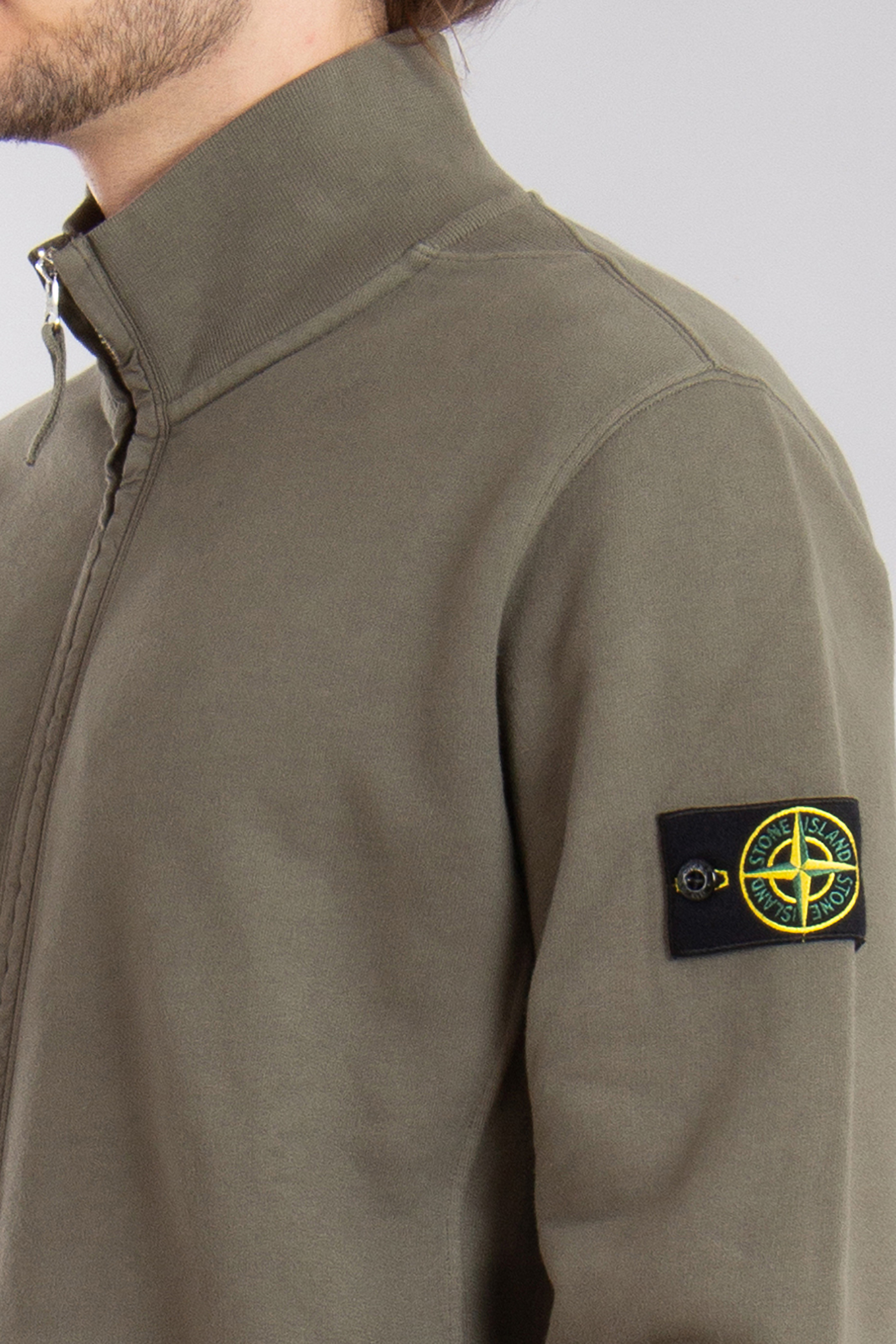 STONE ISLAND Organic Cotton Fleece Full Zip Sweatshirt