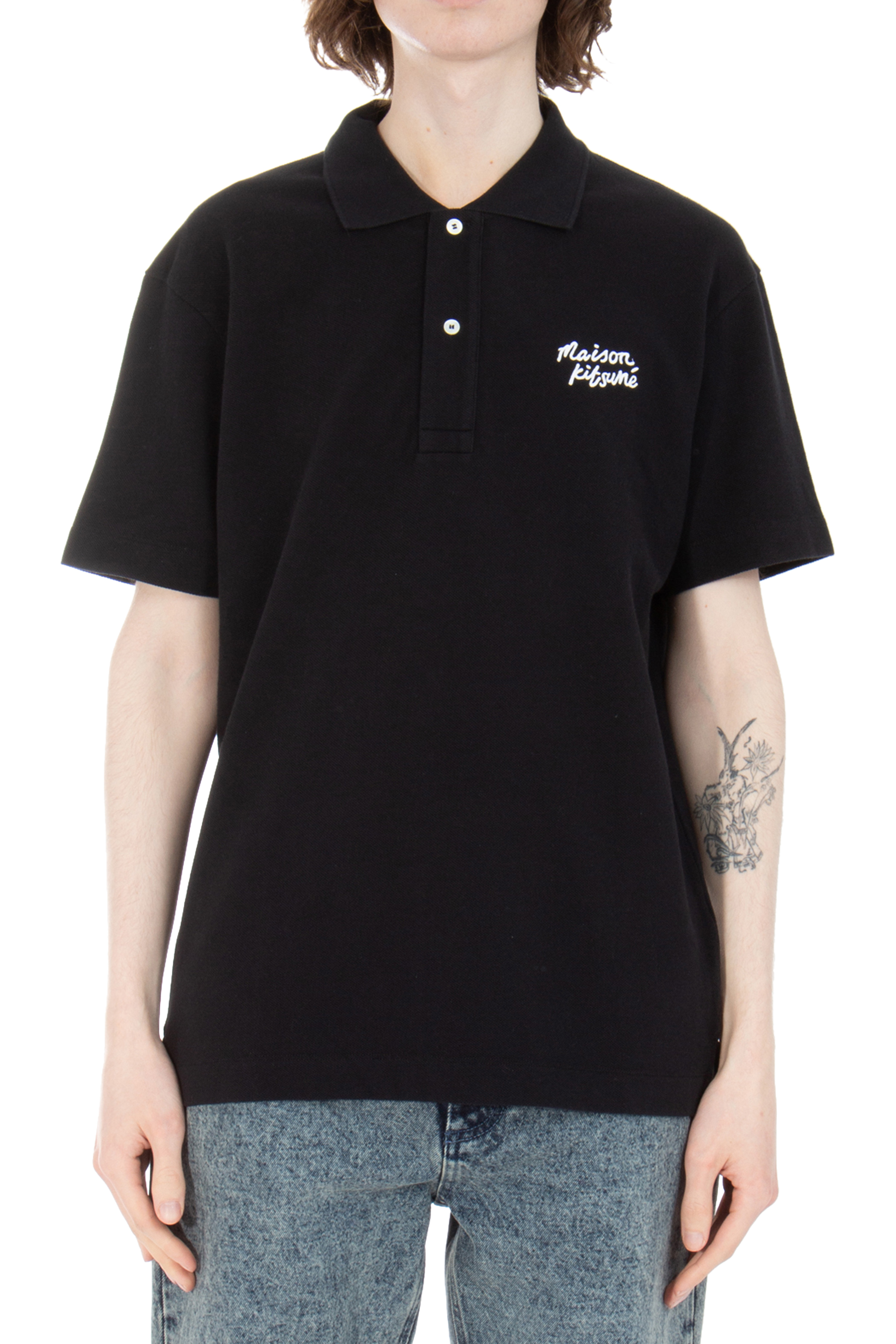 MAISON KITSUNÉ Embroidered Cotton Piqué Polo Shirt