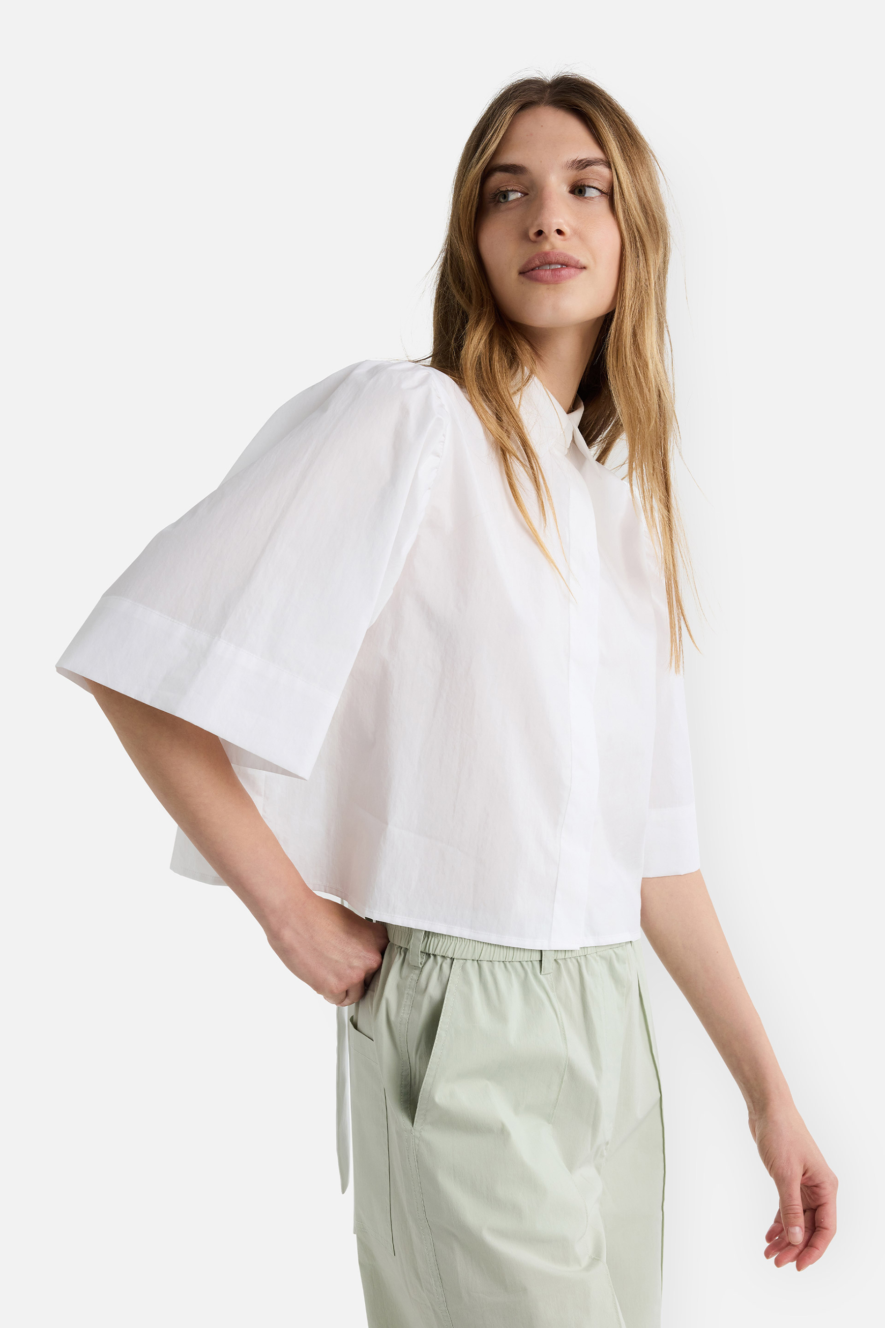 IHEART Wide Fit Cropped Cotton Blouse Albiene