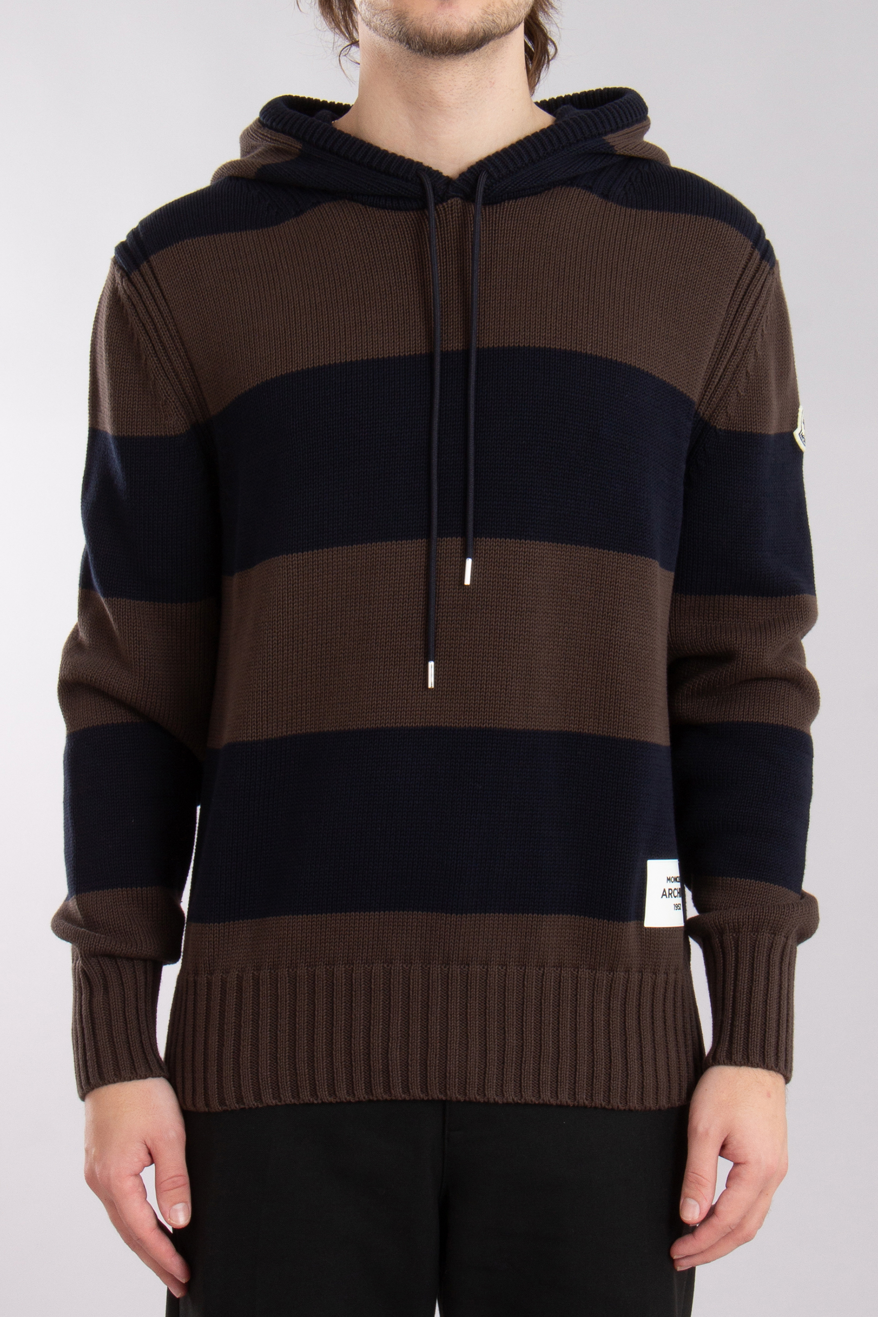 MONCLER Striped Cotton Knit Hoodie