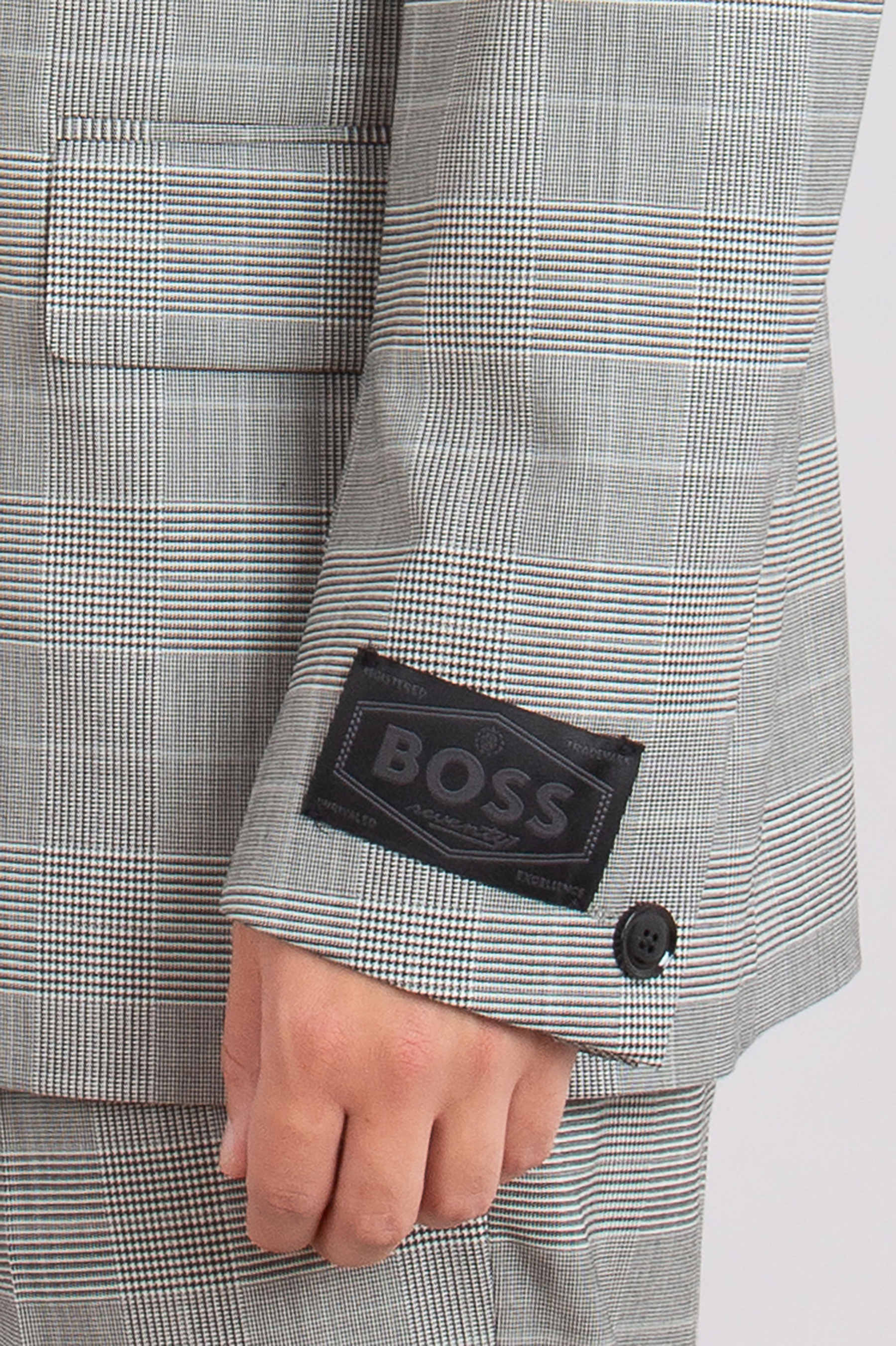 BOSS Checked Virgin Wool Blend Stretch Jacket C-Cris