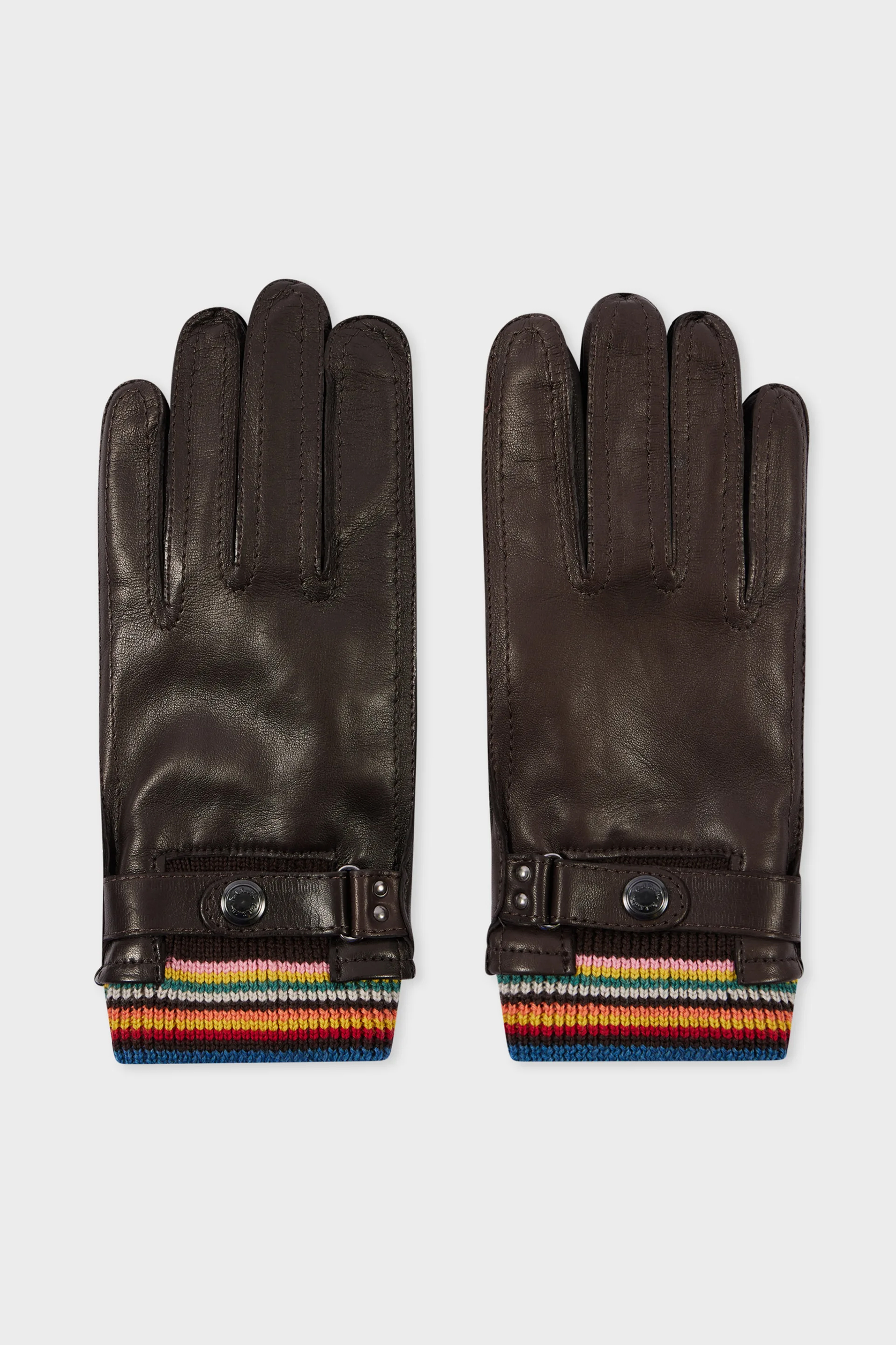 PAUL SMITH 'Signature Stripe' Cuff Lambskin Leather Gloves