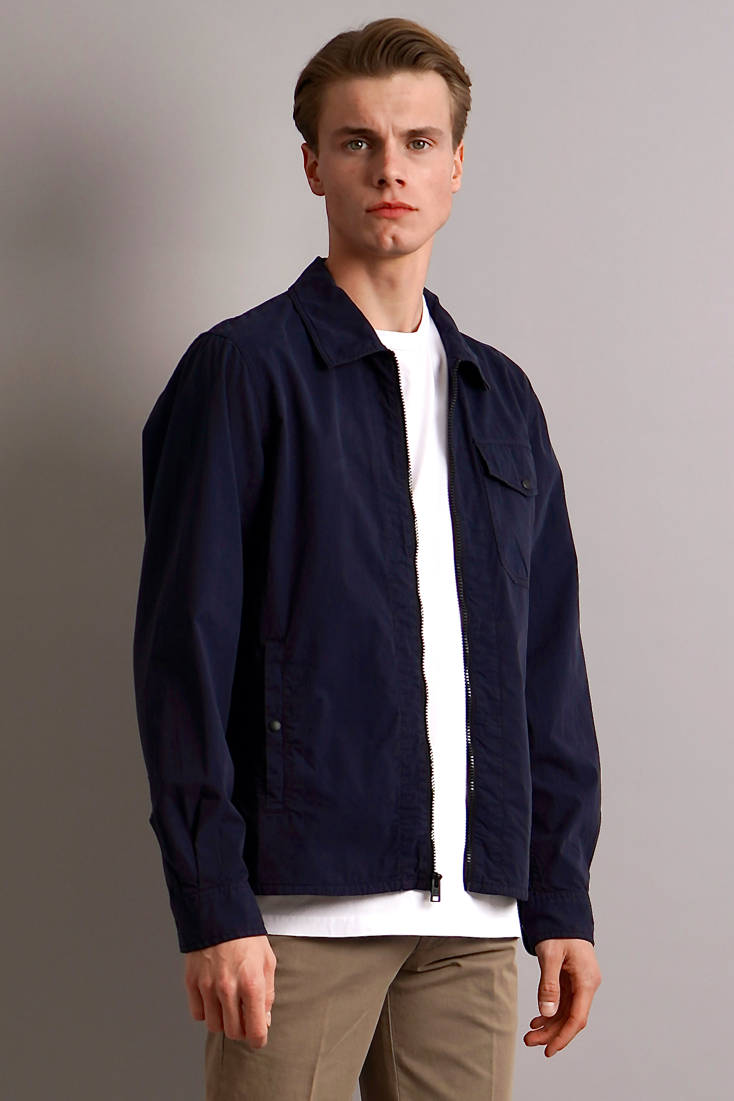 WOOLRICH Zip Cotton Gabardine Overshirt